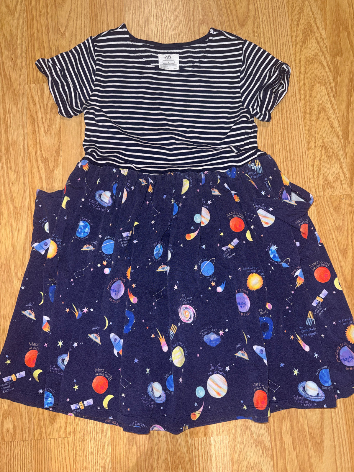#87 little sleepies size 8 girls bamboo solar system play dress with pockets