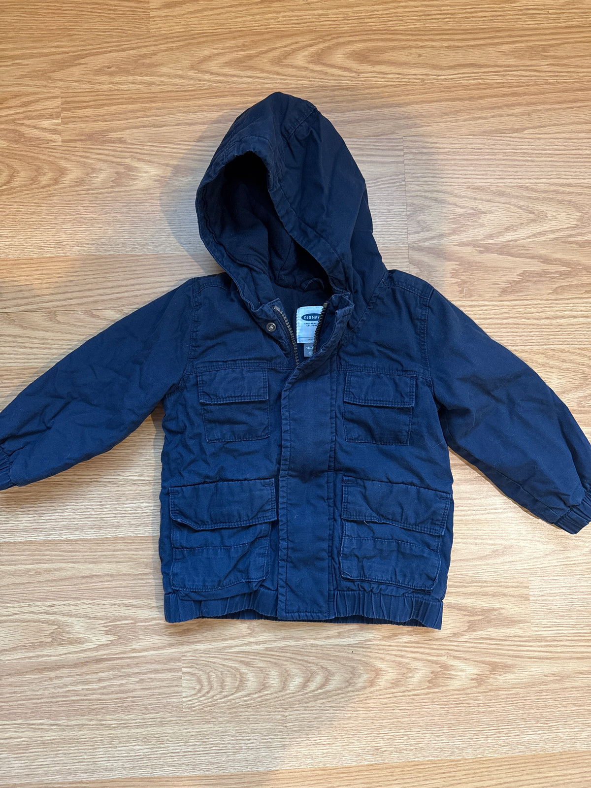 #87 old navy boys 12-18 month coat navy blue VGUC