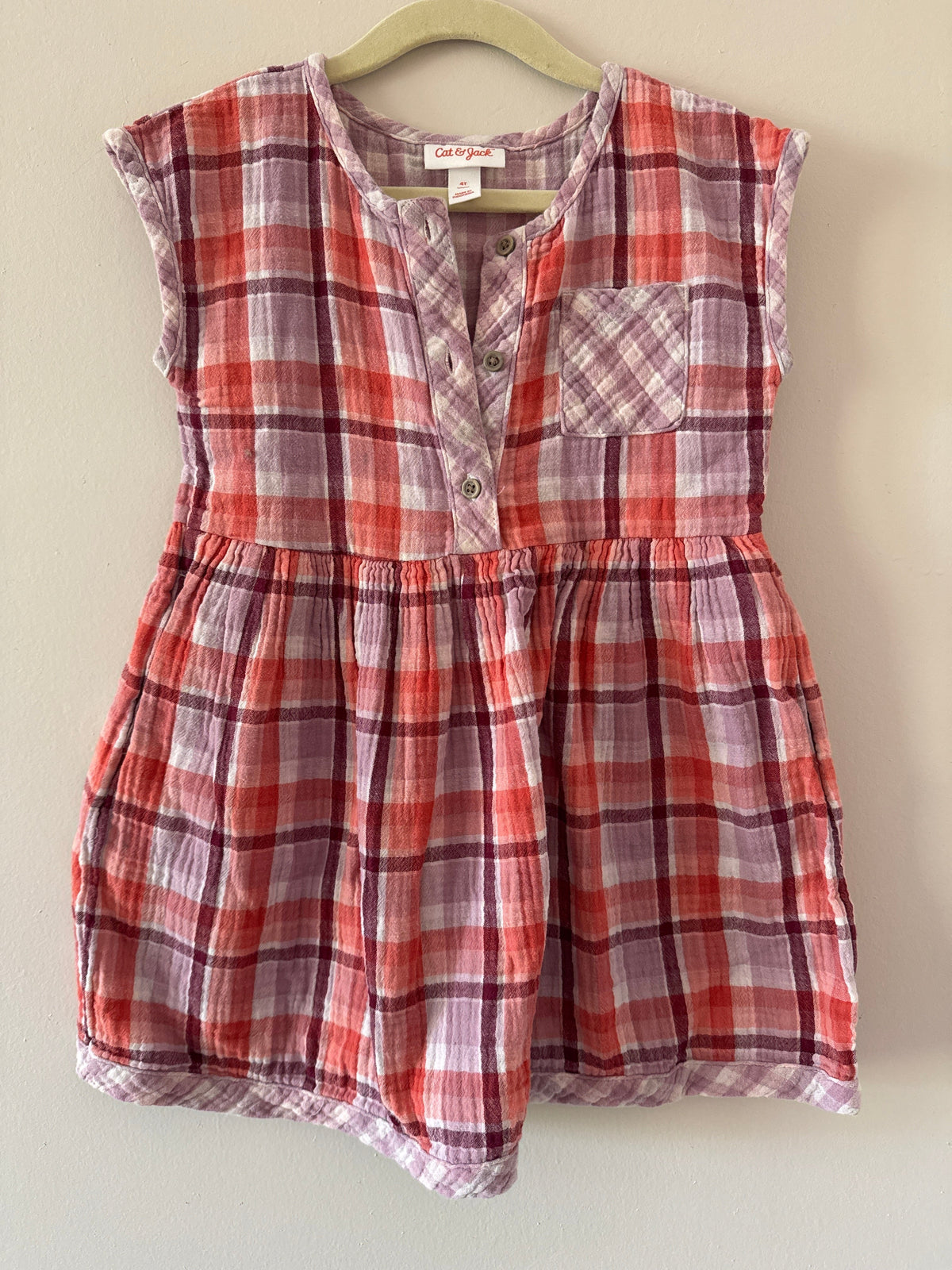 #127 Cat & Jack Plaid Dress Girls 4T