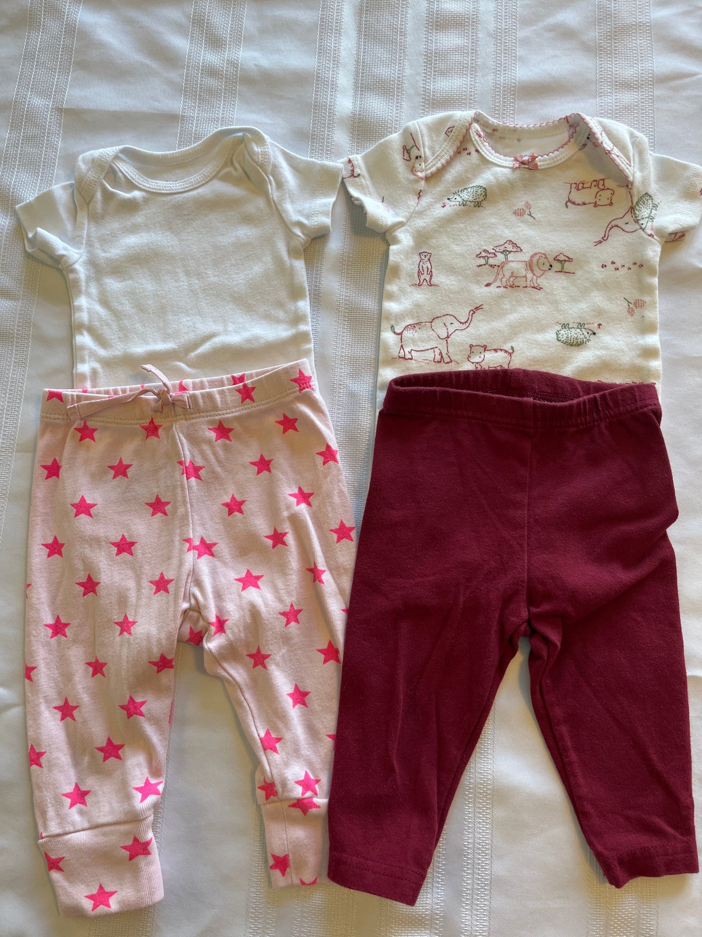 #29 3 mo girls 2 piece outfits set of 2 EUC