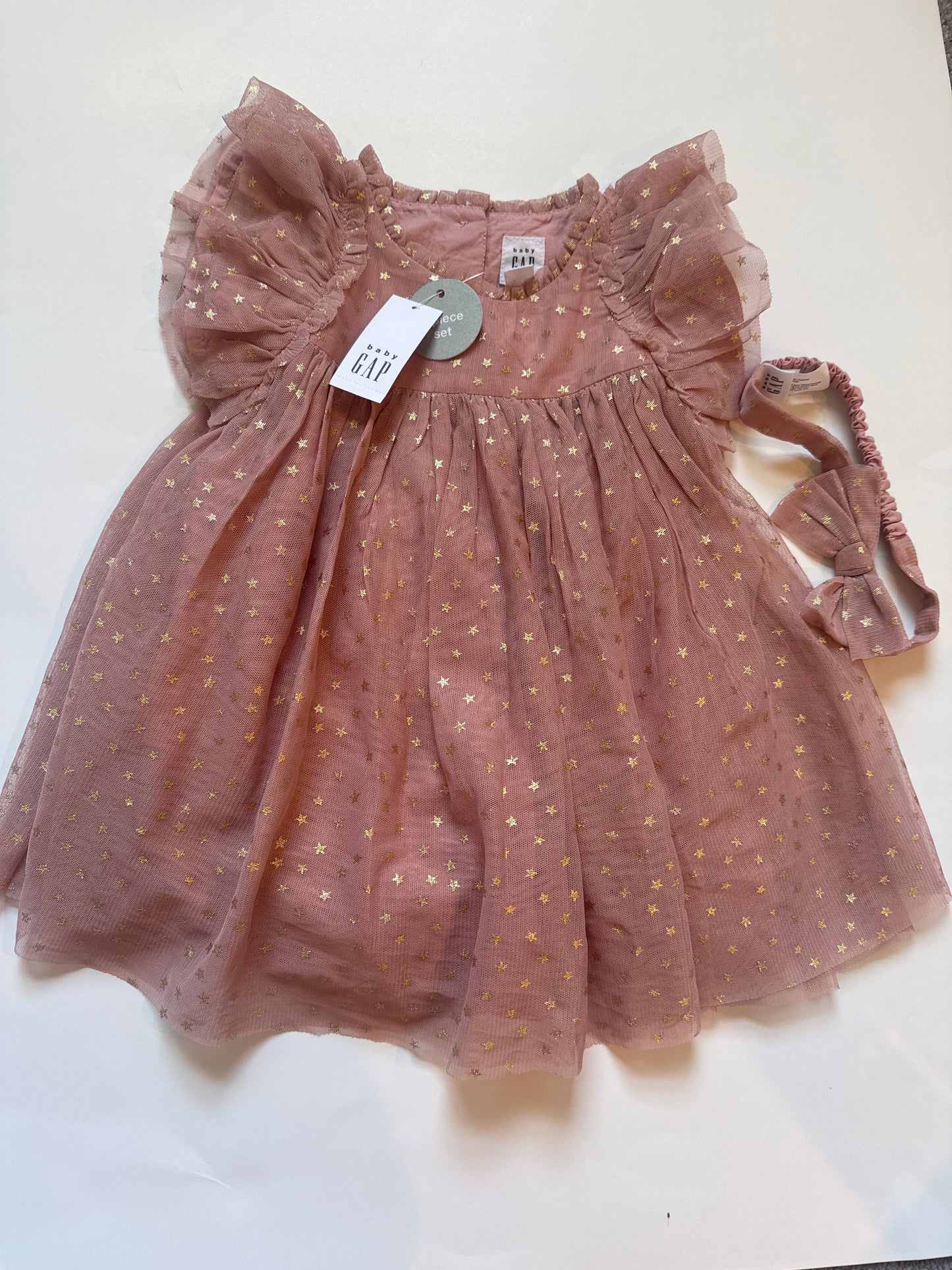 REDUCED #116 Gap Baby NWT pink star dress with bow girls 6-12 months