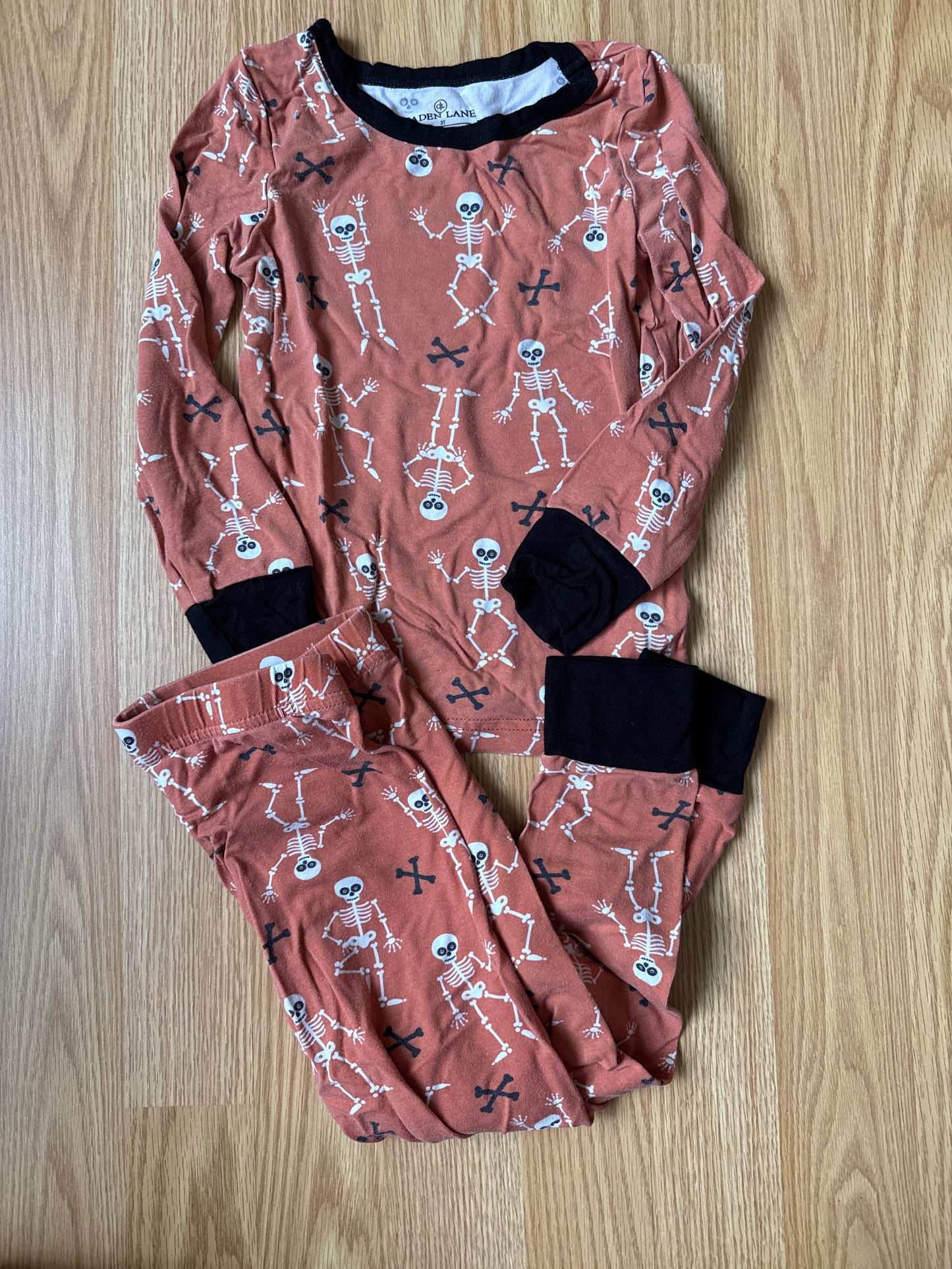 178 Caden lane 2t bamboo skeleton pajamas GUC for slight fade