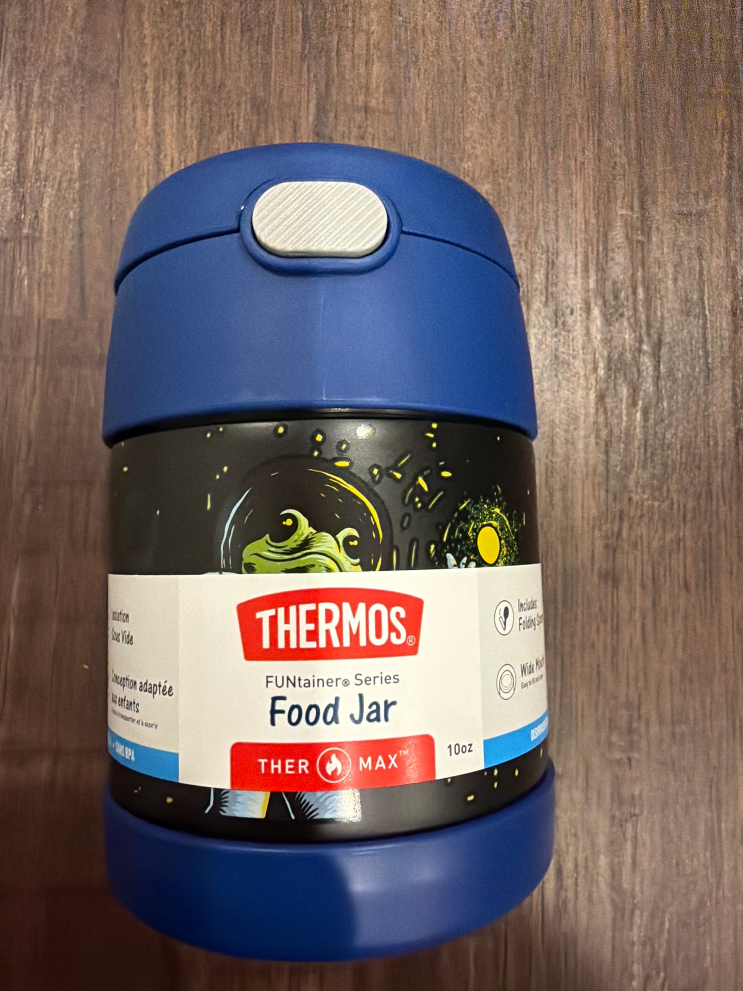 #107 new Thermos Funtainer 10 oz food jar space frog