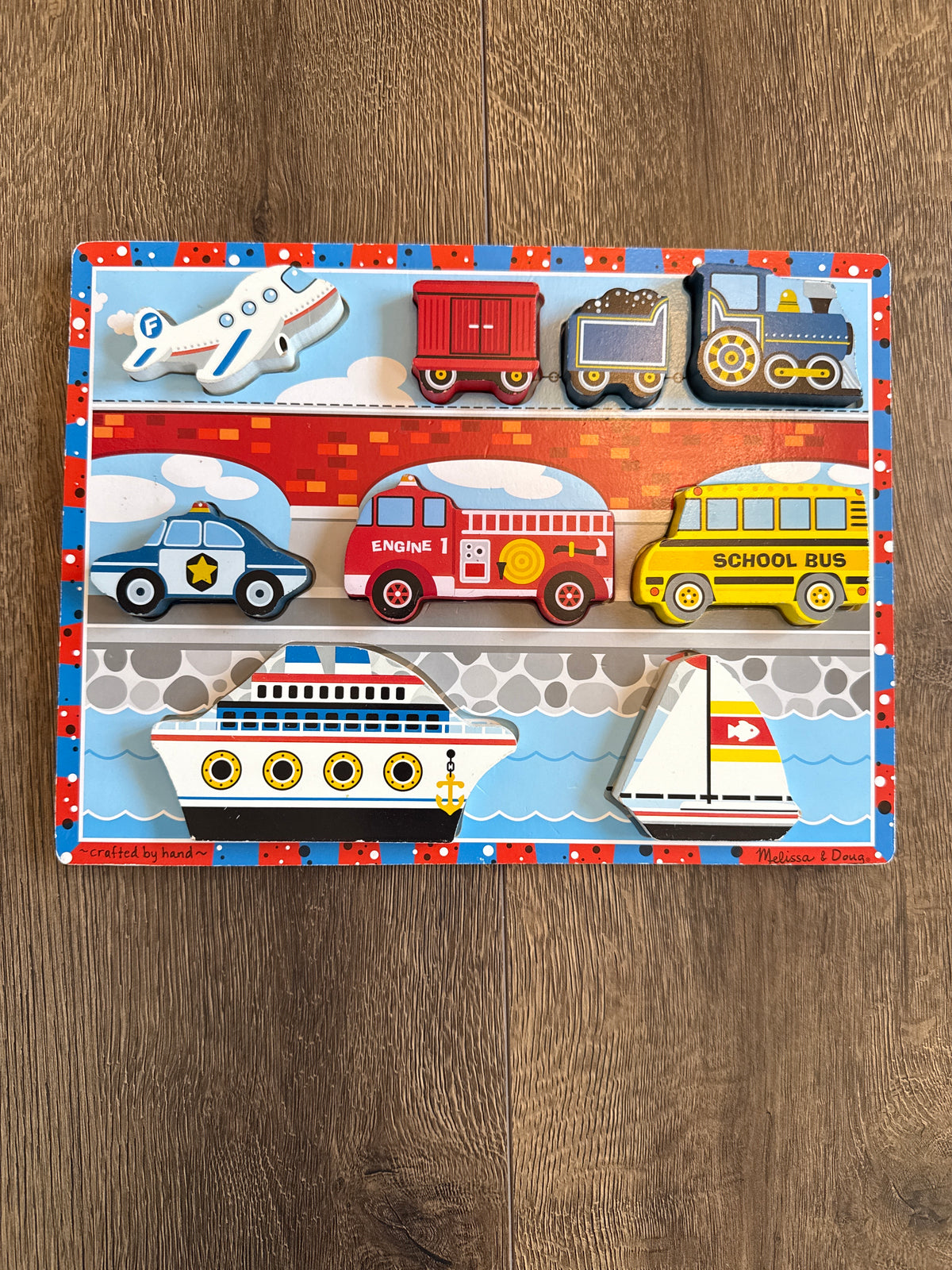 #173 Melissa & Doug Vehicles Chunky Puzzle