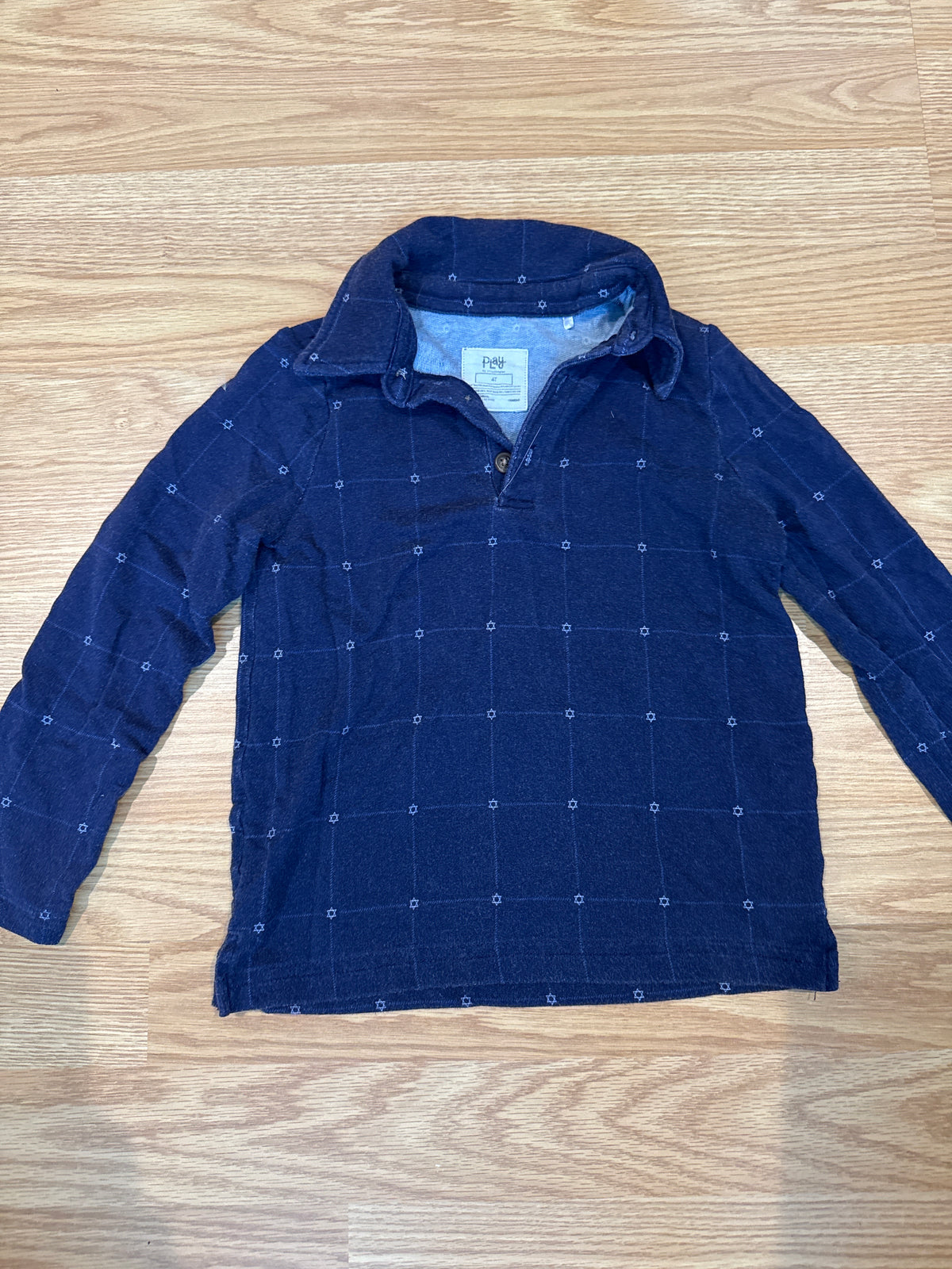 #87 Little sleepies 4t boys bamboo Star of David print shirt GUC