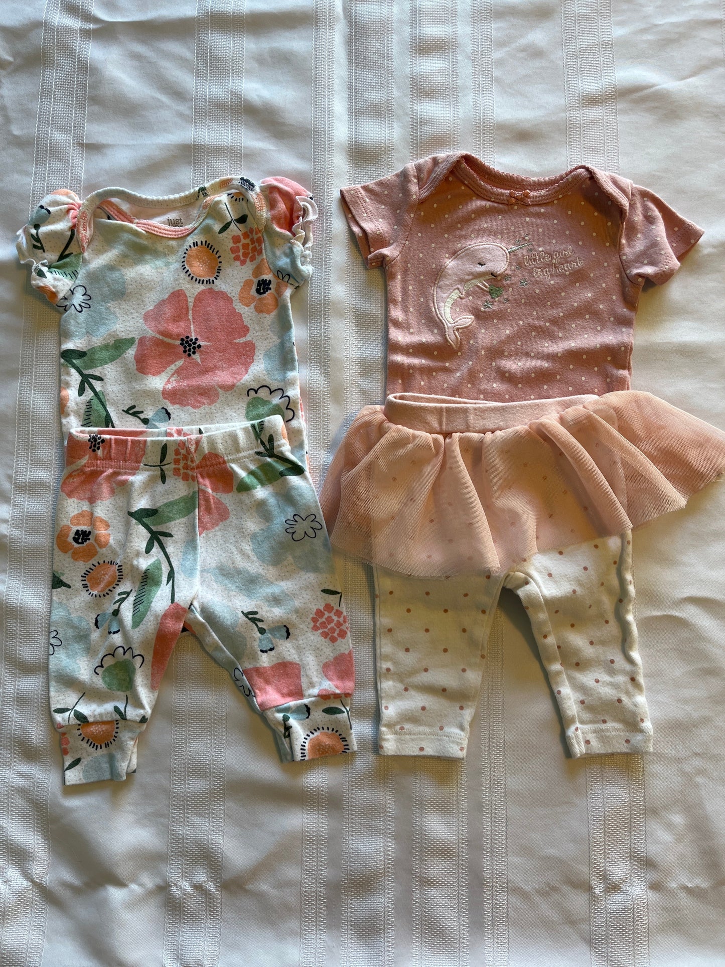 #29 3 mo girls 2 piece outfits EUC