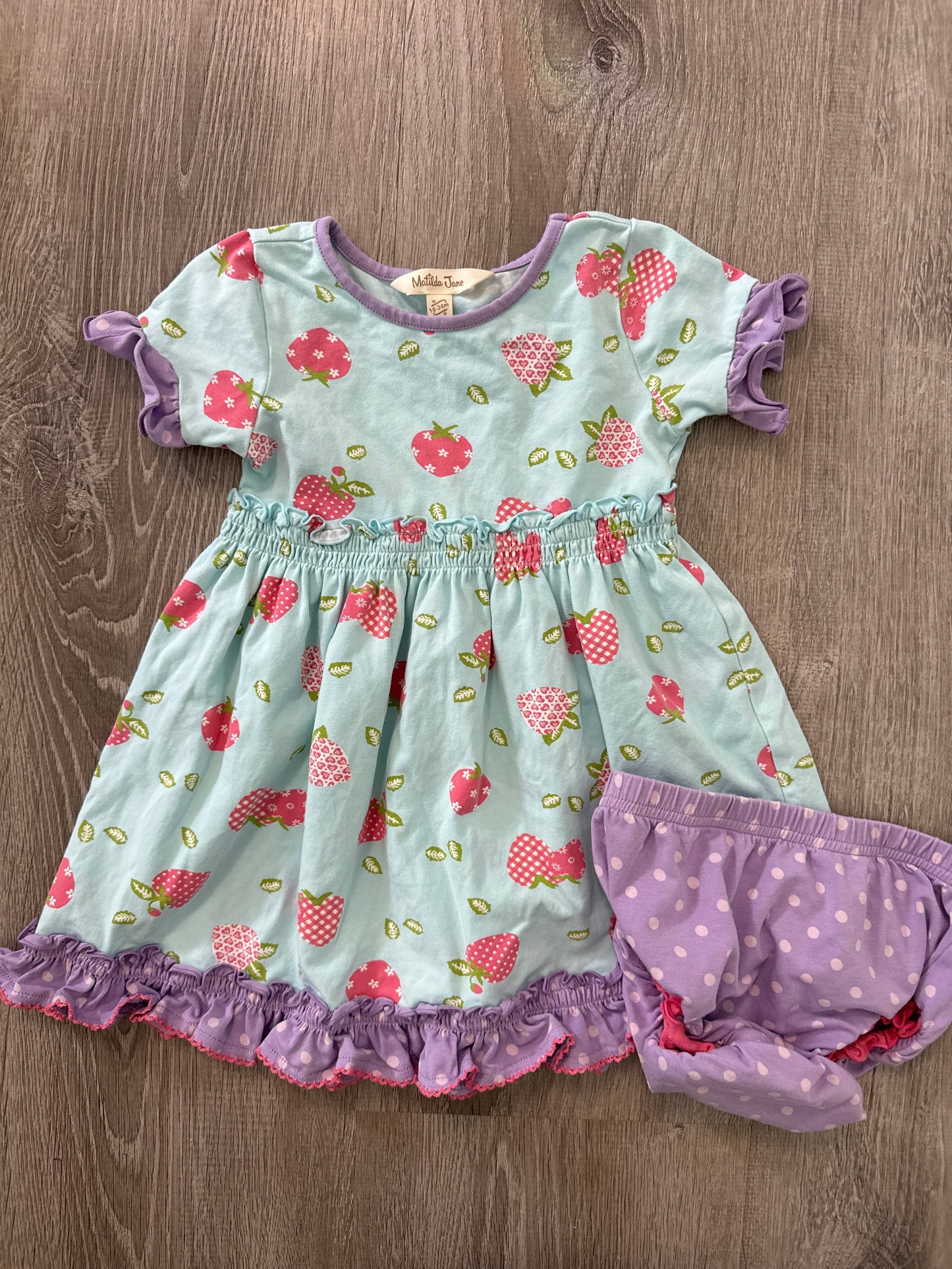 #149 Girls Matilda Jane strawberry dress size 18-24m