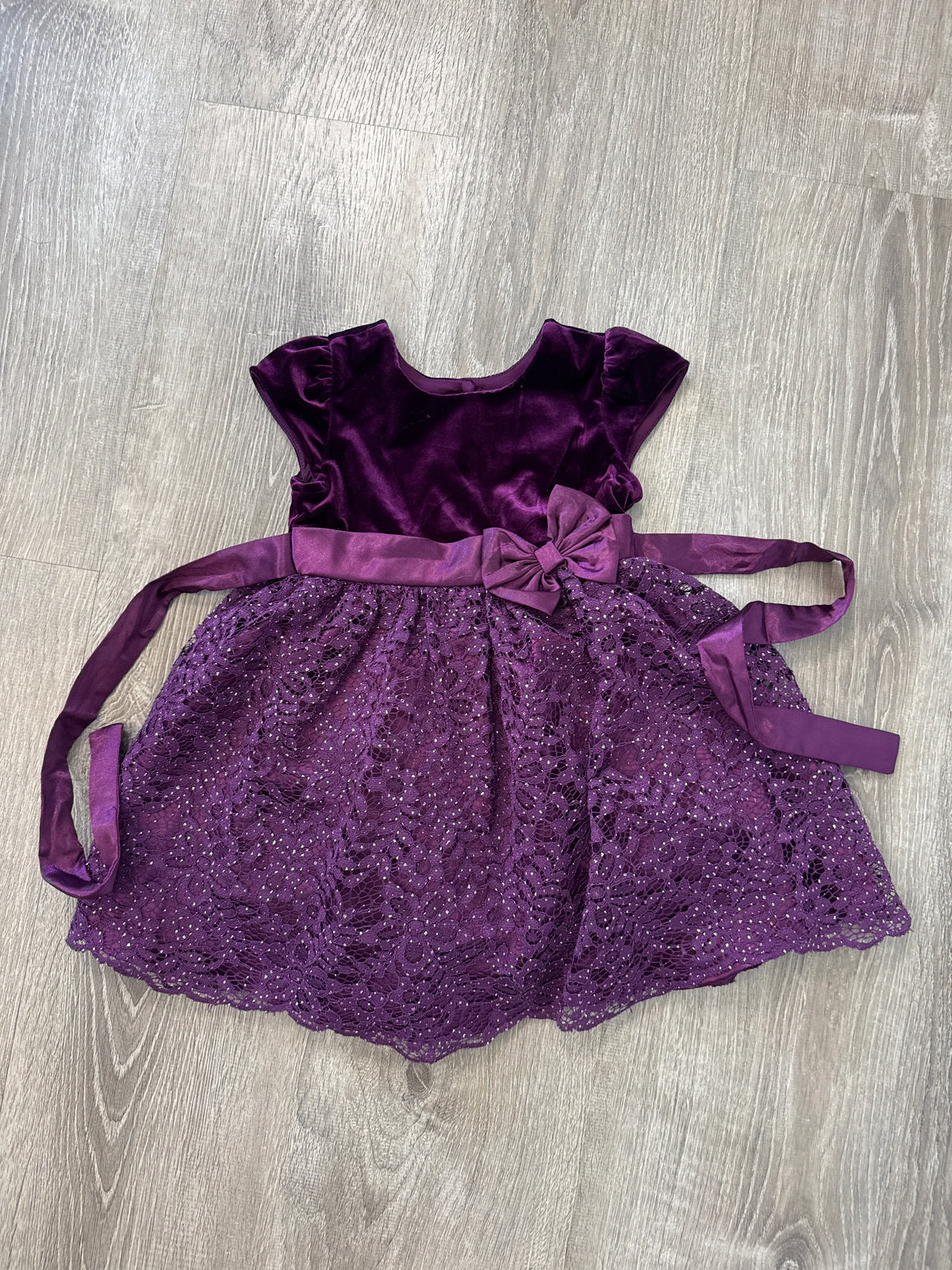 #149 Girls 3T Purple Velevet Lace dress