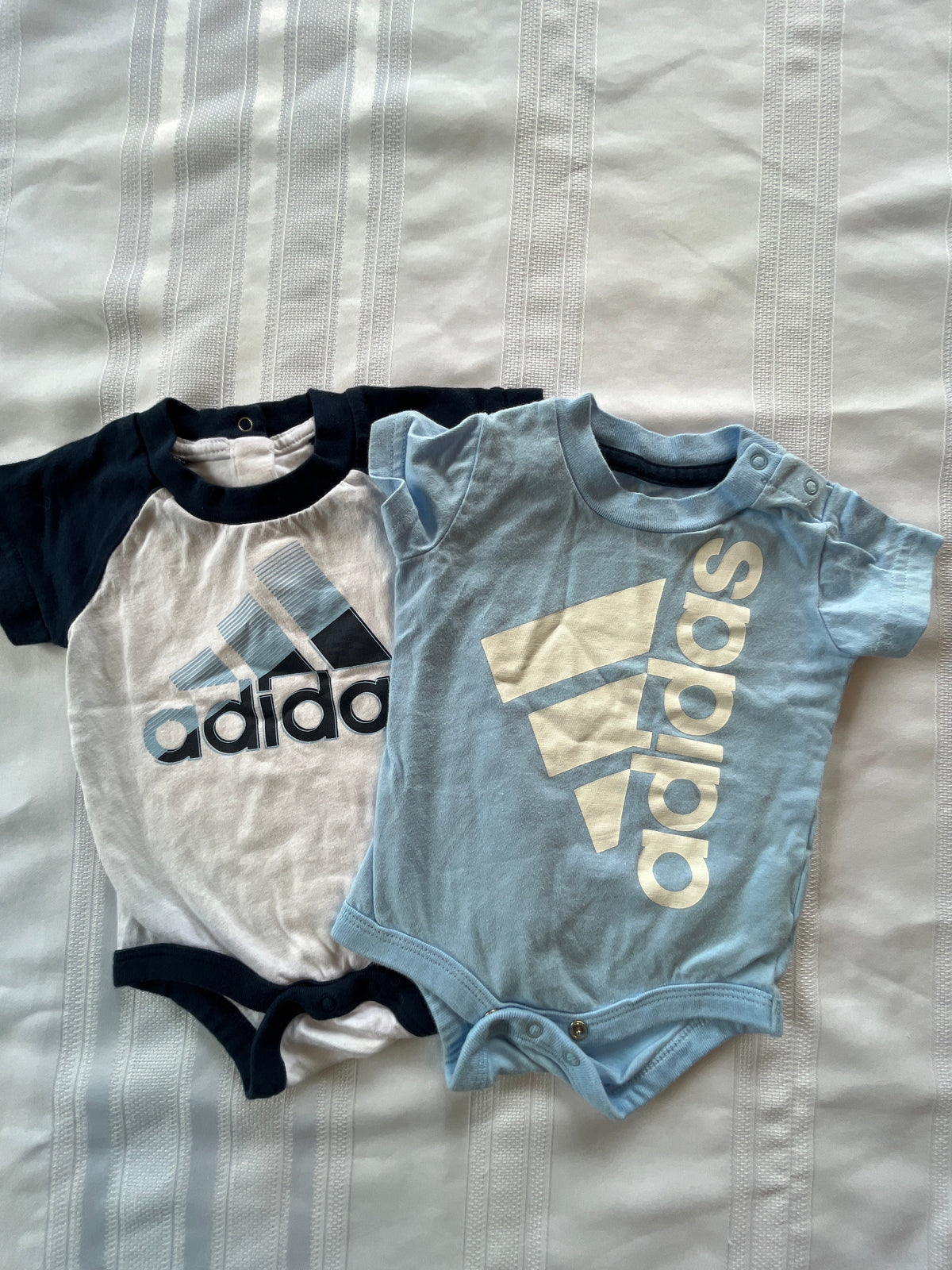 #43 Boys 3 mo Adidas rompers set of 2 EUC