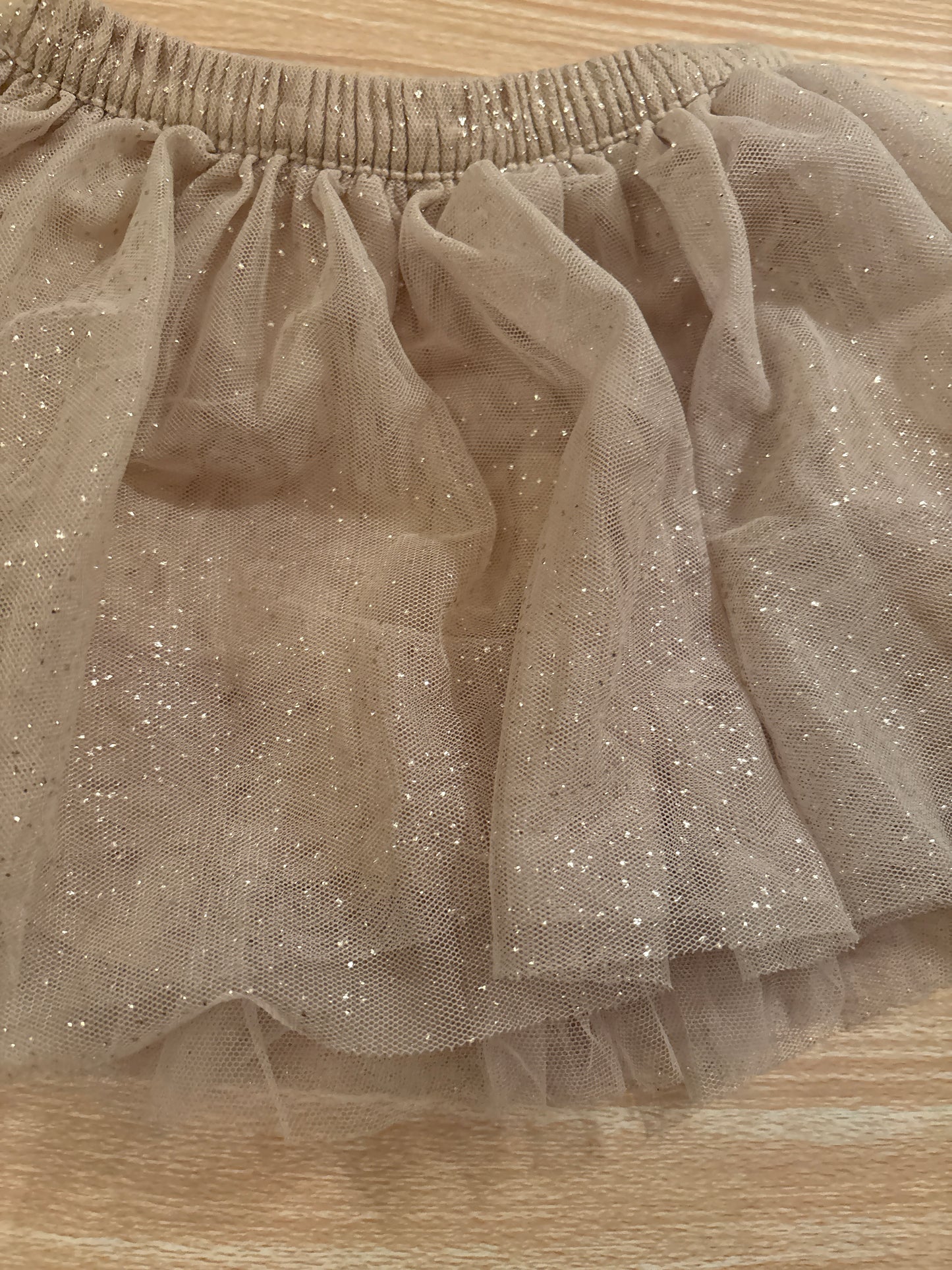#102 Cherokee Girls Gold Sparkle Tulle Skirt 18 Months