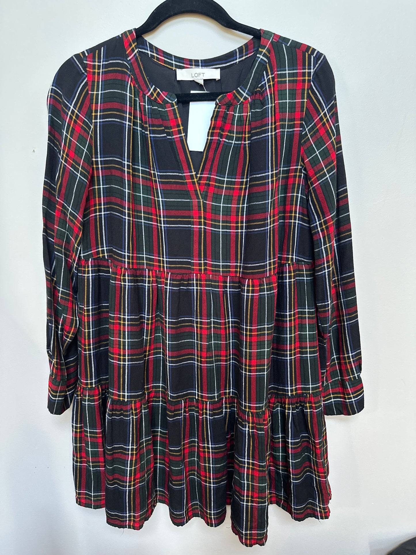 #133 Ann Taylor Loft Sz XS Plaid Dress Holiday