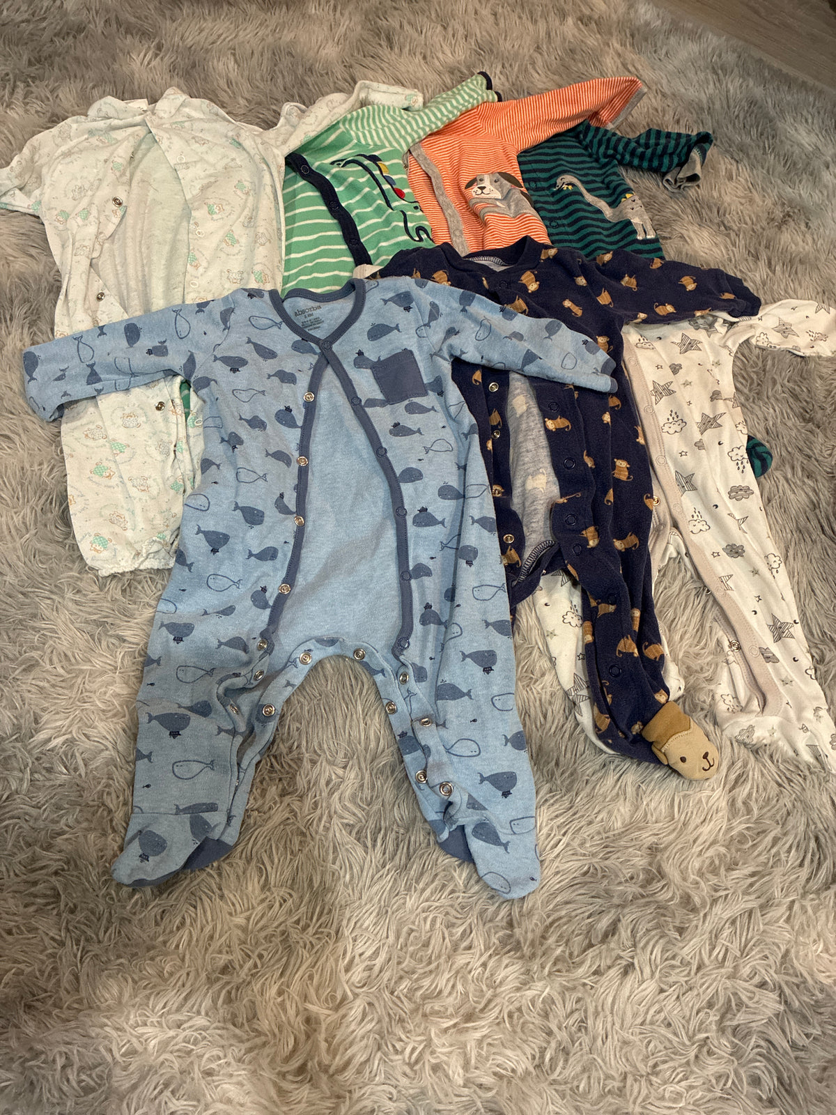 SCO46-footed Jammie’s-gender neutral-3-6 months-7 pack