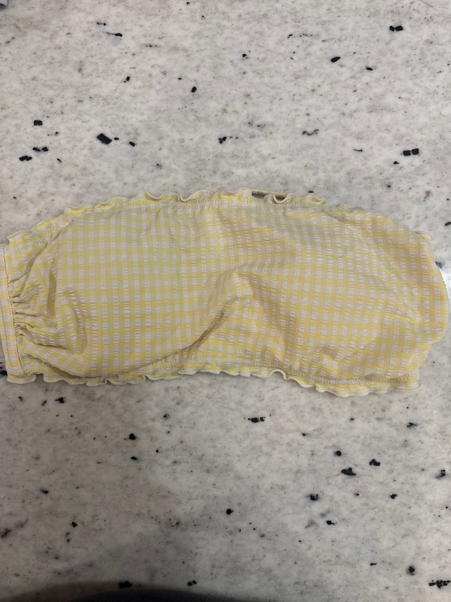 Seller #30 - Xhiliration (Target) Women's Yellow Plaid Strapless Swimsuit Top (Ties in Back) Size XL