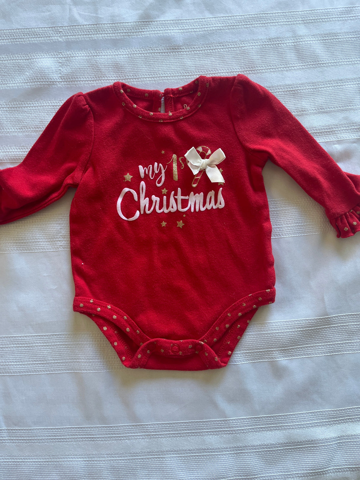 #43 Girls 3 month Christmas onesie EUC