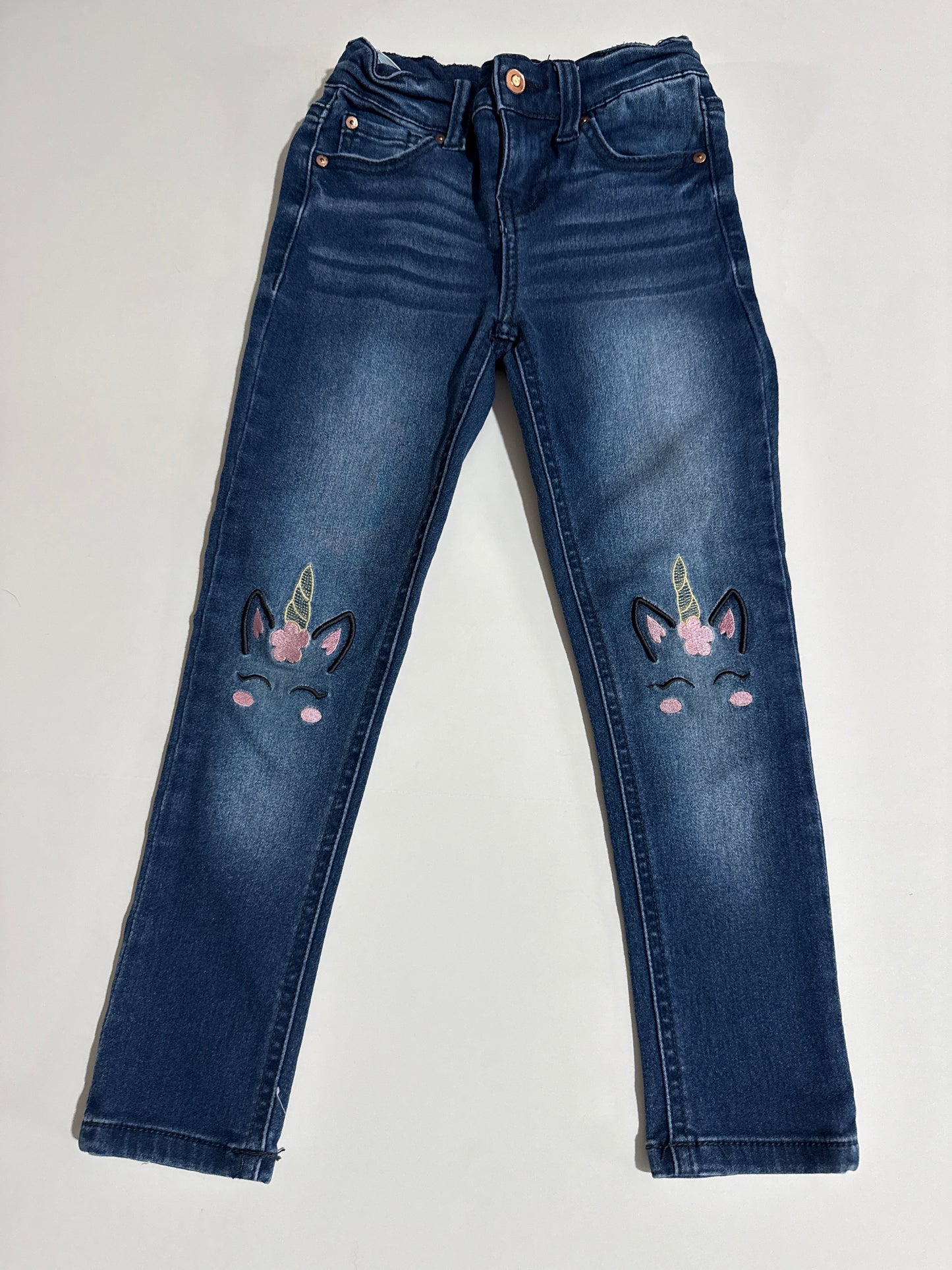 #96 Girls Revery Kids Unicorn Skinny Jeans Size 5