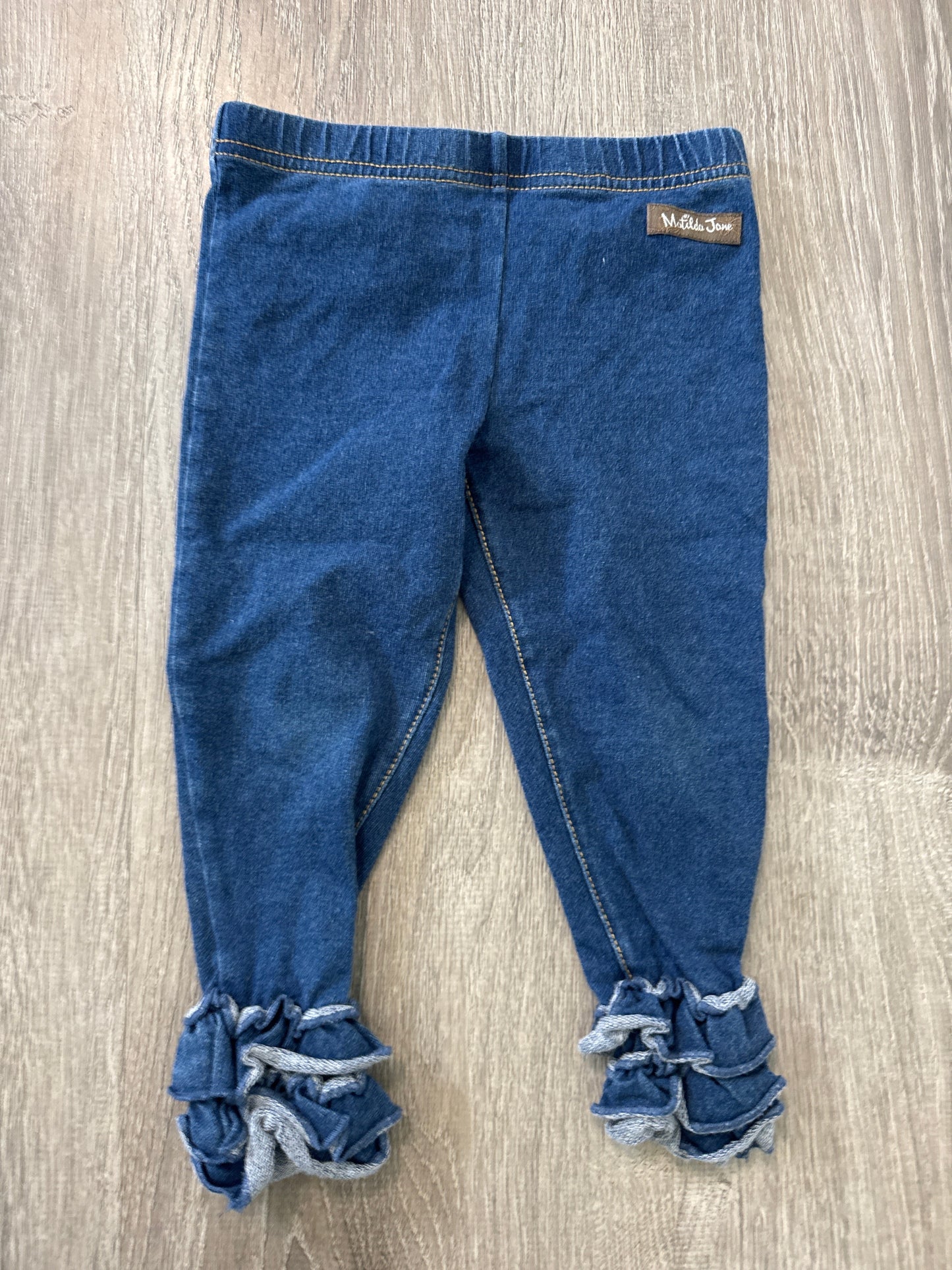 #149 Girls size 2 Matilda Jane Bow pocket ruffle jeggings