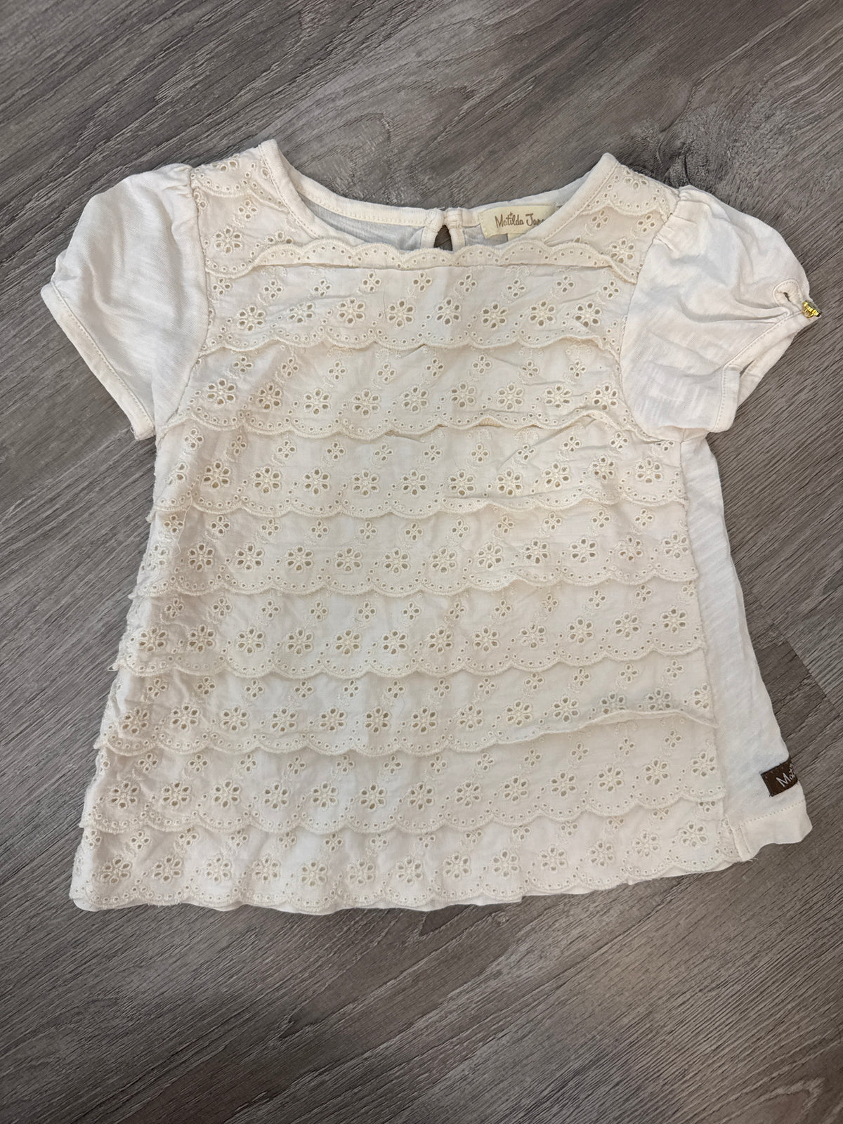 #149 Girls Matilda Jane size 4 cream lace tshirt