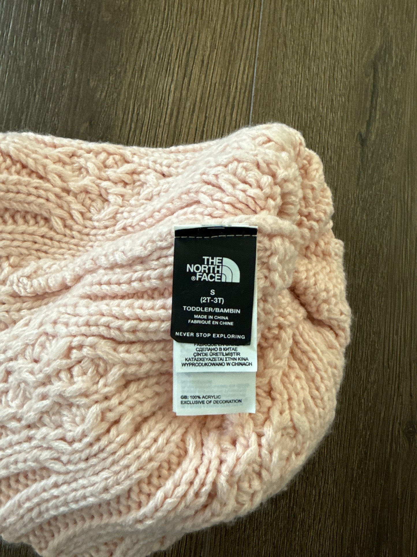 #173-The North Face pink winter hat size S (2T-3T)