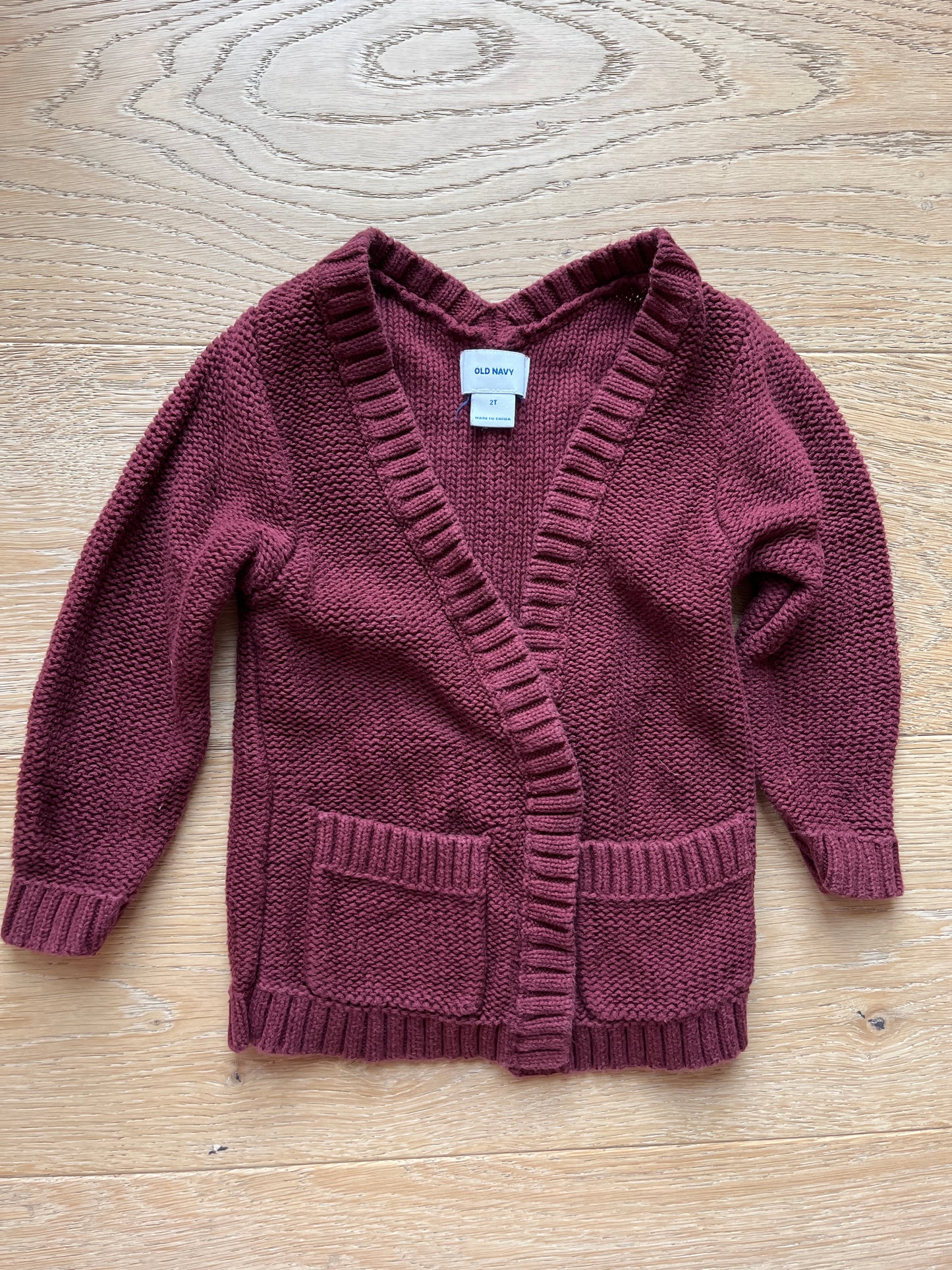 #110 Girls Old Navy 2T Burgundy Cardigan