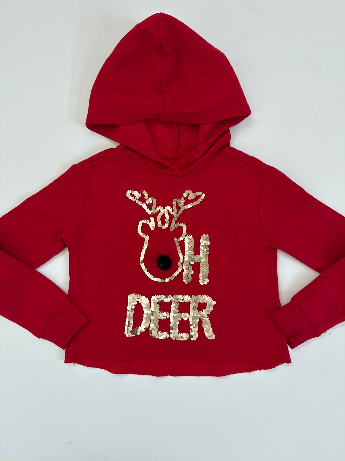 #64 Justice Sequin Oh Deer slightly cropped hoodie size 6