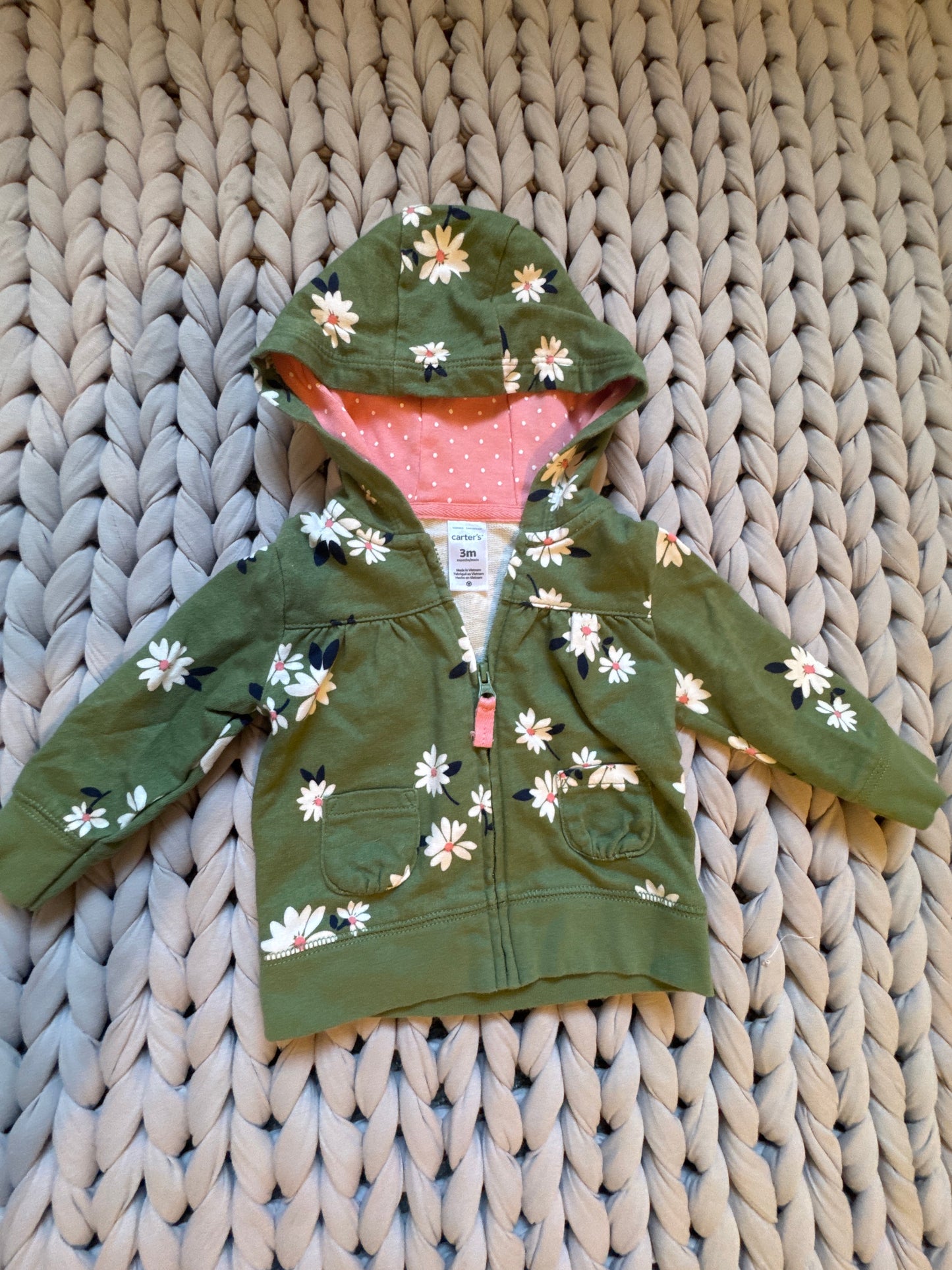 Seller #127 Carter's flower hood zip-up Girls Size 3m