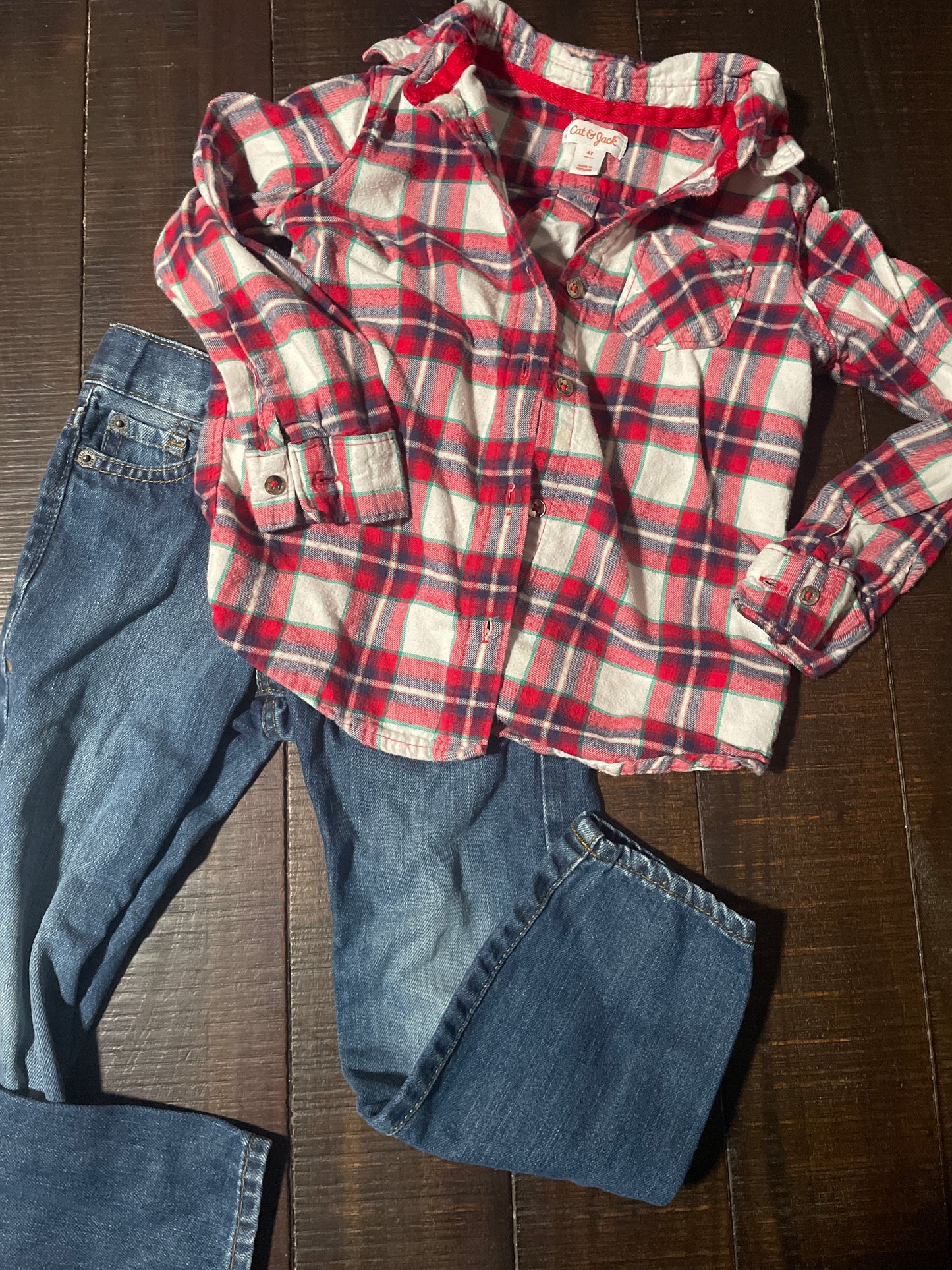 Seller #121 Boys 4t flannel and Jeans outfit