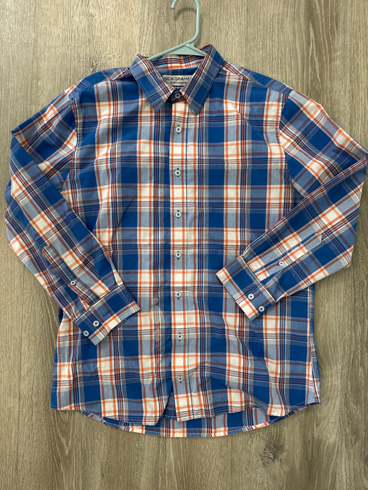 #149 Men’s L modern fit Nick Graham plaid button down shirt