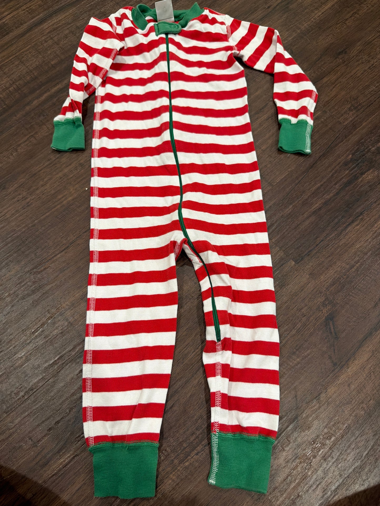 #107- Hanna Andersson holiday striped pajama one piece