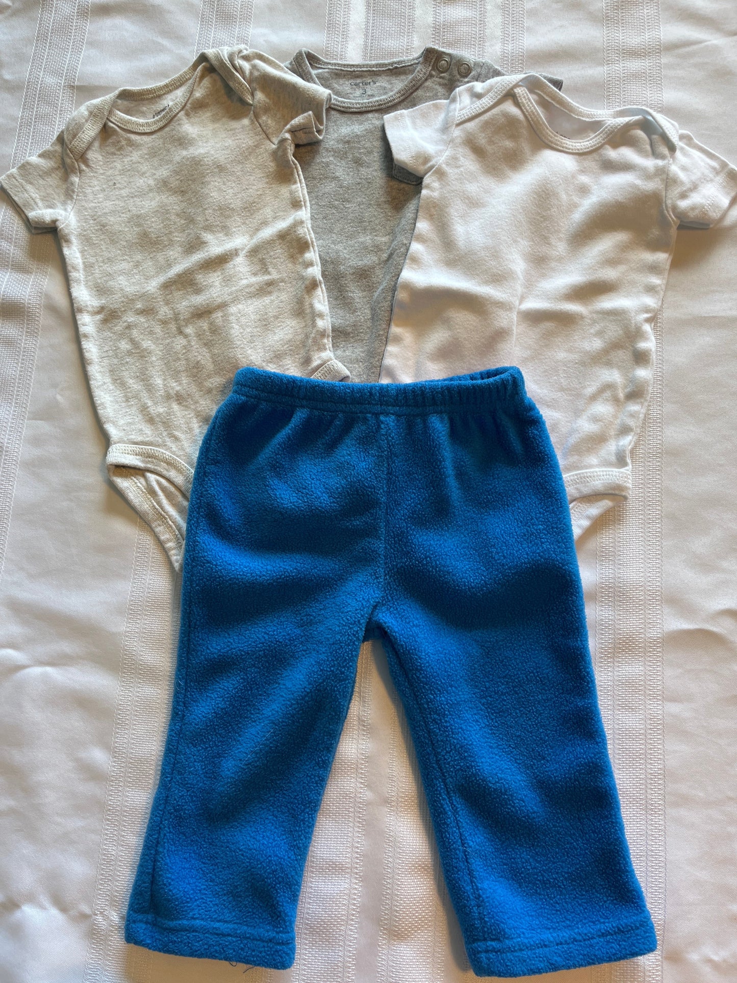 #29 3 mo pants and onesie bundle EUC