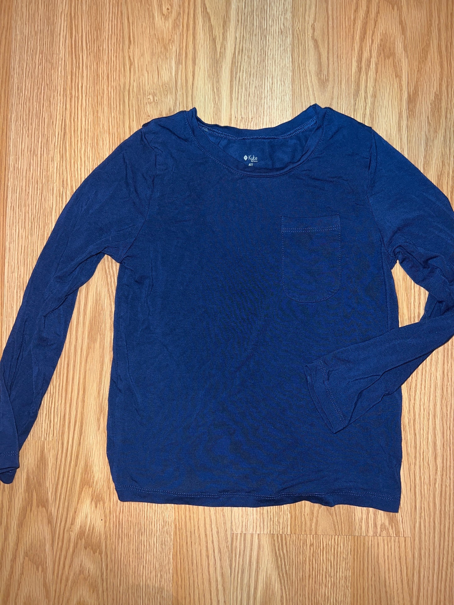 178 Kyte baby 6t bamboo blue pocket tee EUC gender neutral