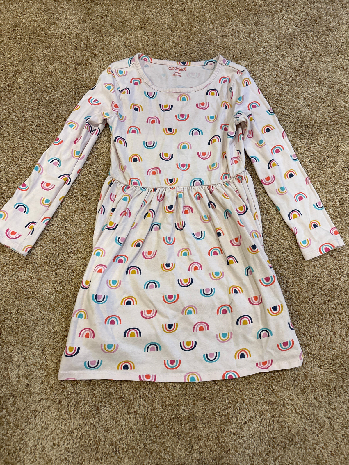 #47, girls size 6T, Cat & Jack pink with rainbows dress
