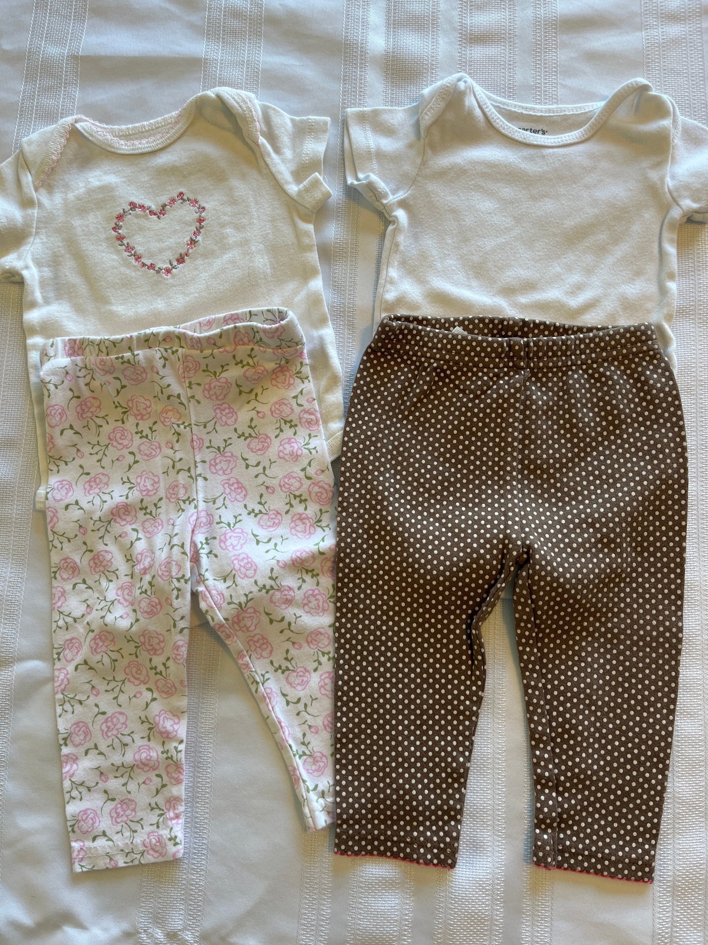 #29 3 mo girls 2 piece outfits set of 2 EUC