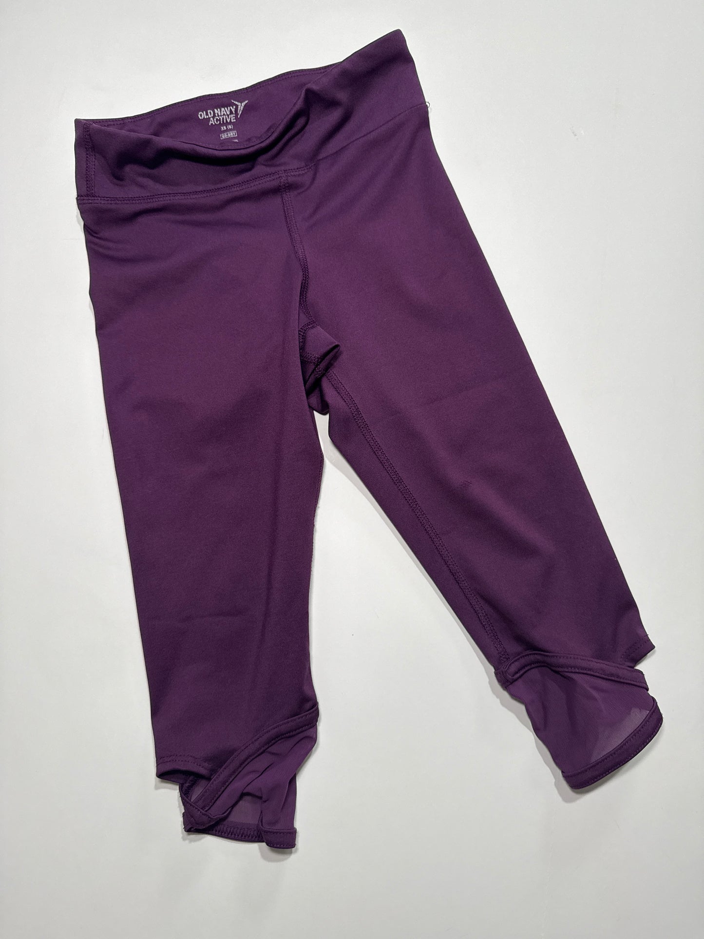 #96 Girls Old Navy Purple Active Leggings with Mesh bottom size 5