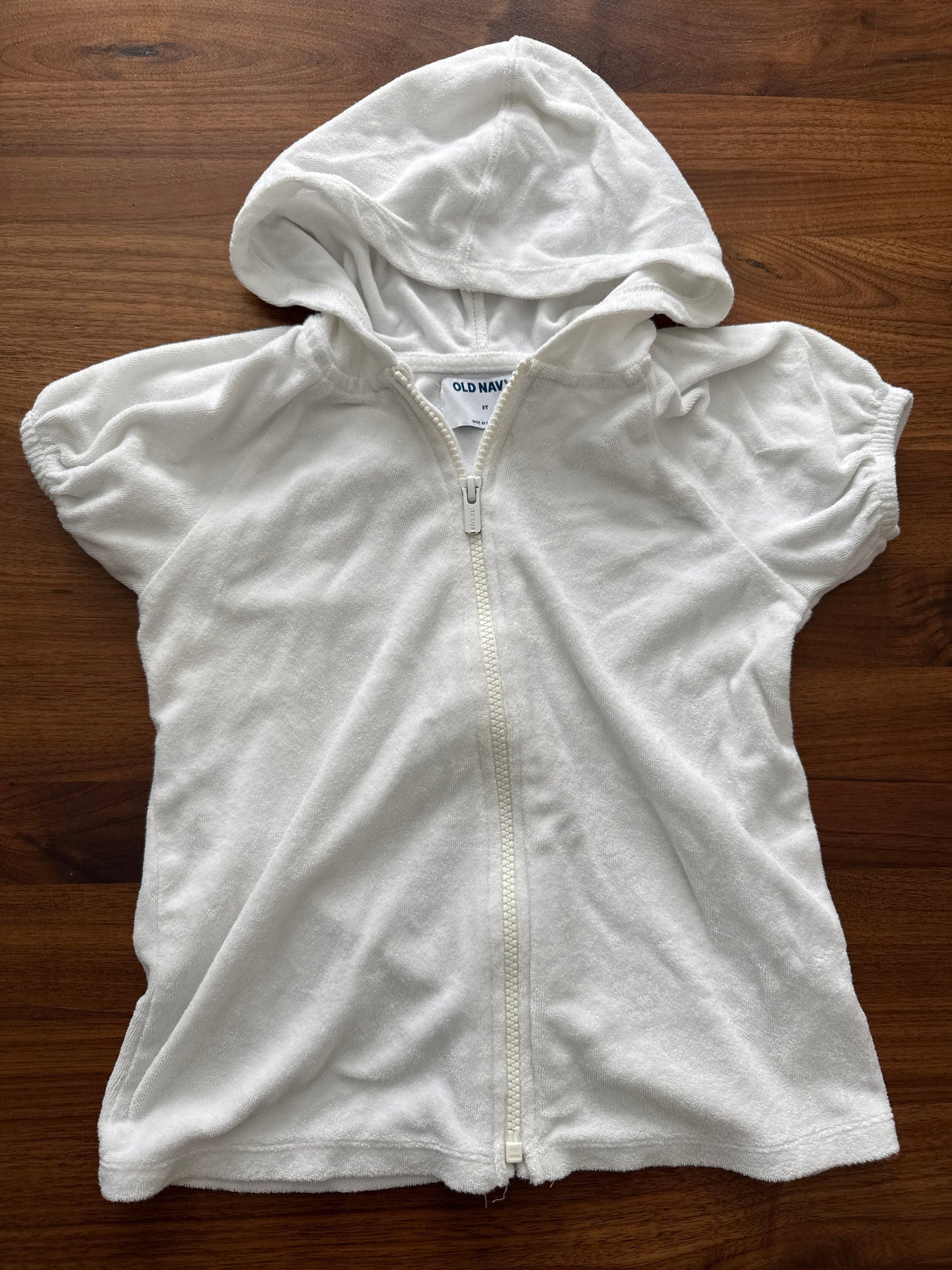 Seller 179 - Girls 2T Old Navy white zip front swim cover up