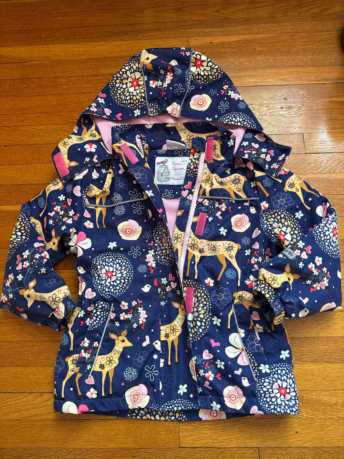 #127 Woodland Print Fleece Jacket Girls 4T