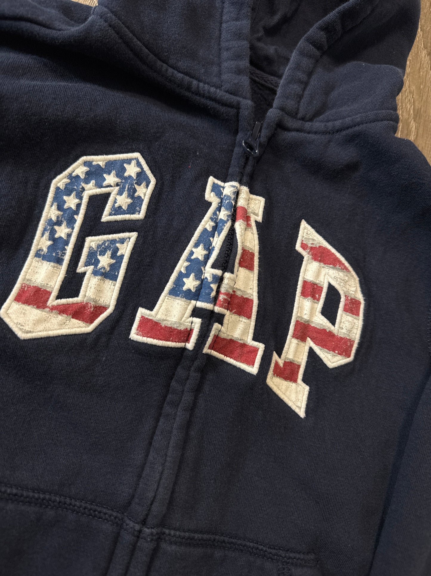 Seller #149 Boys Gap Kids zip up hoodie with flag logo size (6/7)