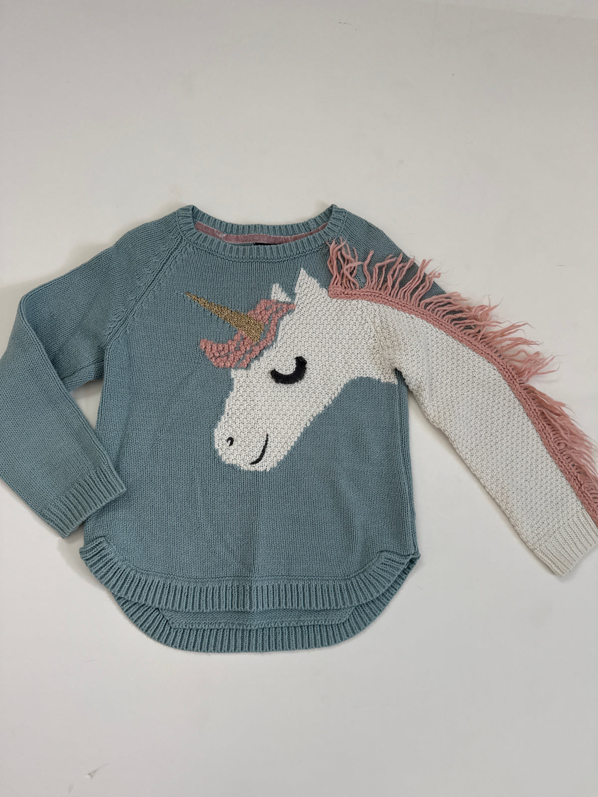 #64 Girls EUC Boutique Unicorn Sweater Size 5/6