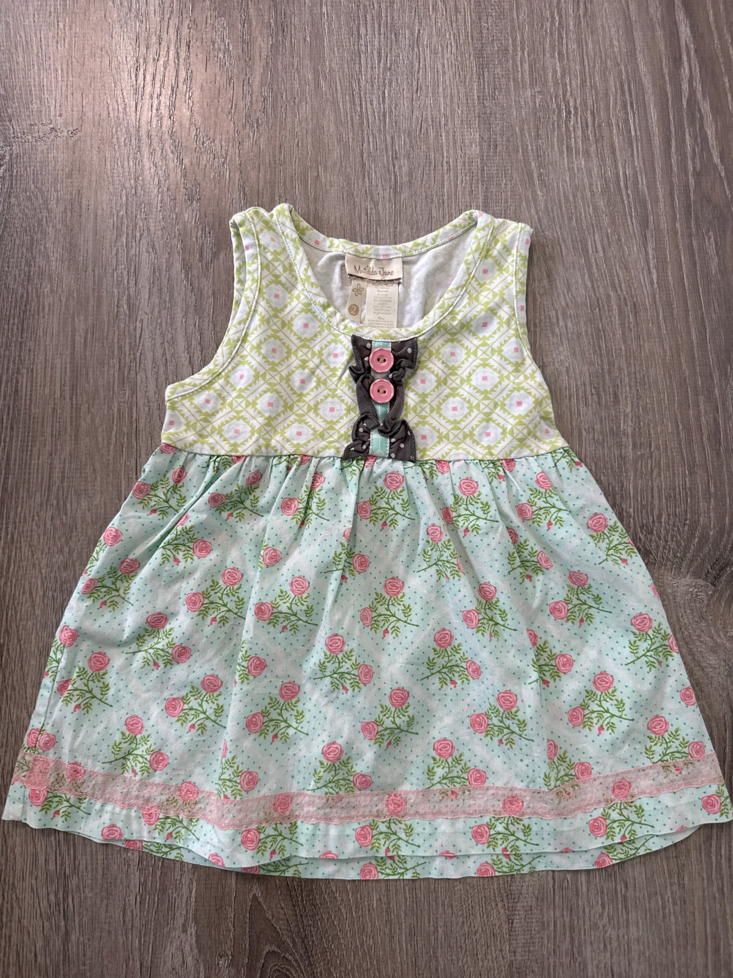 #149 Girls Matilda Jane size 2 classic rose top