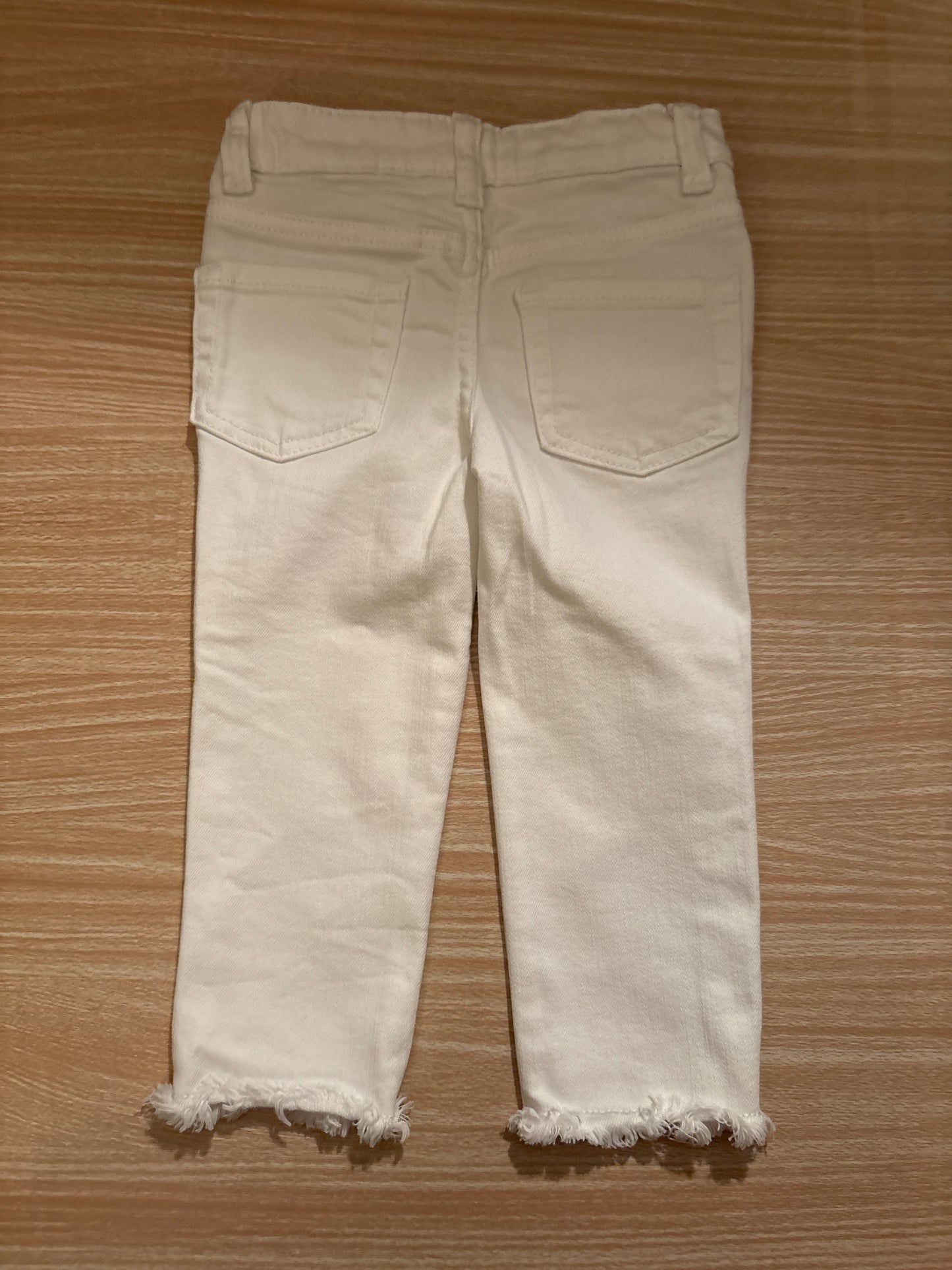 #102 Cat & Jack Girls White Jeans with Raw Edge finish 2T