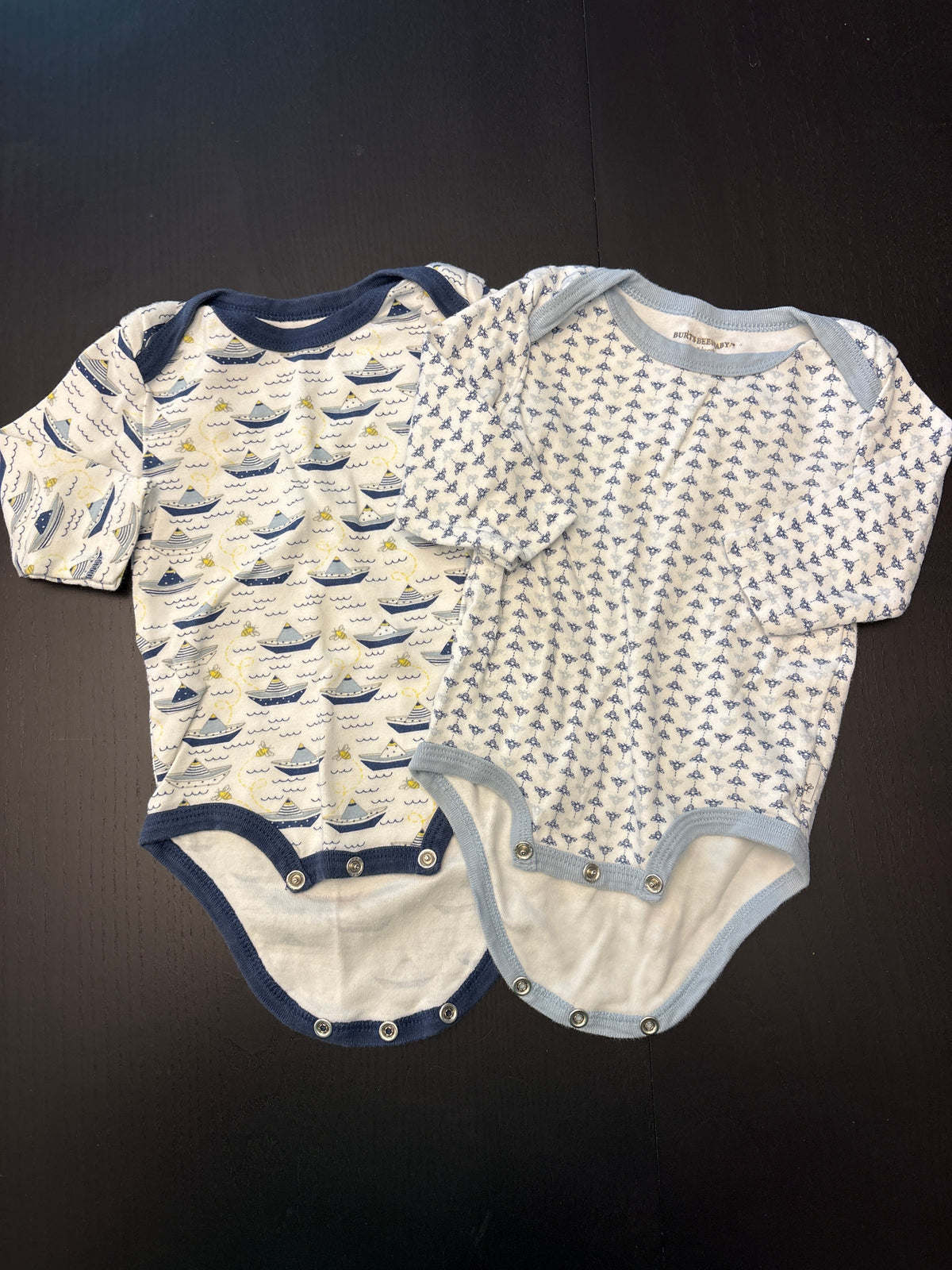 #166 boys Burts Bees 6-9mo long sleeve onesies