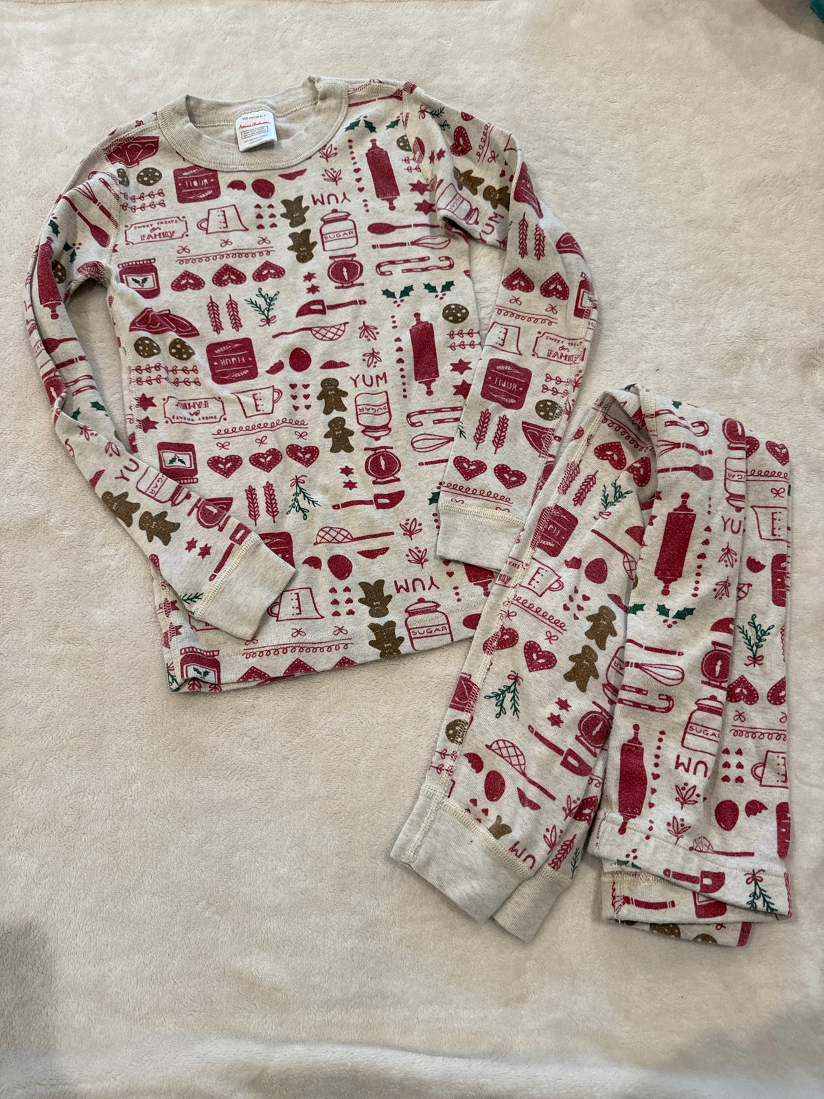 #81 Girls 6-7 120 Hanna Andersson Baking Christmas PJs euc