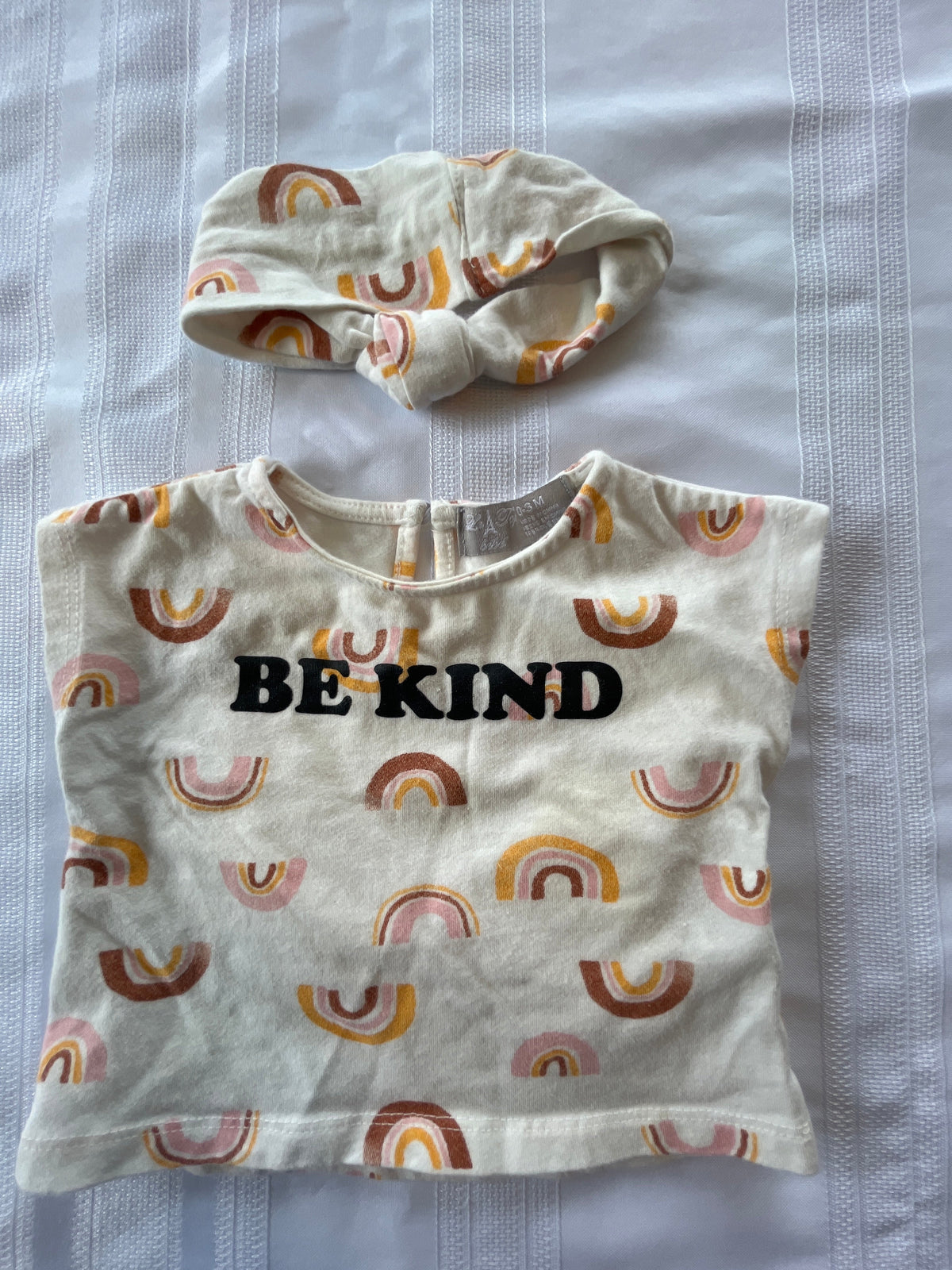 #43 Girls 3 mo shirt and headband EUC