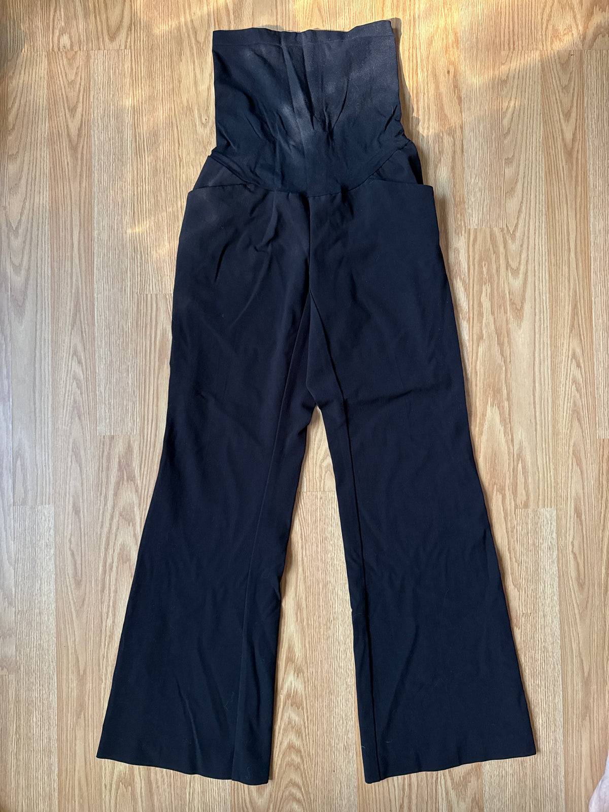 #87 Motherhood maternity xs (fit like small) black wide leg pants with pockets VGUC