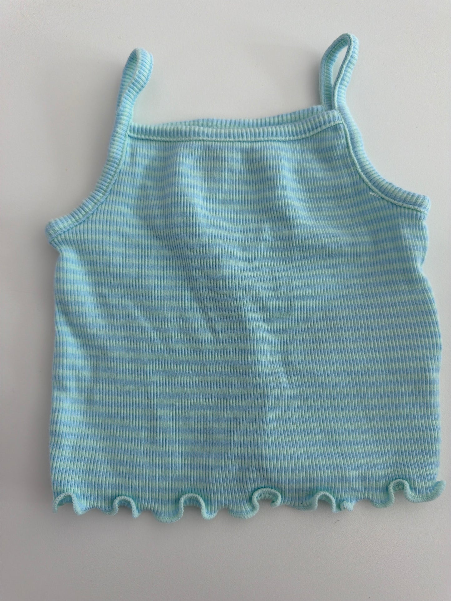 #117, Girls 18M, Gap green/blue striped set, EUC