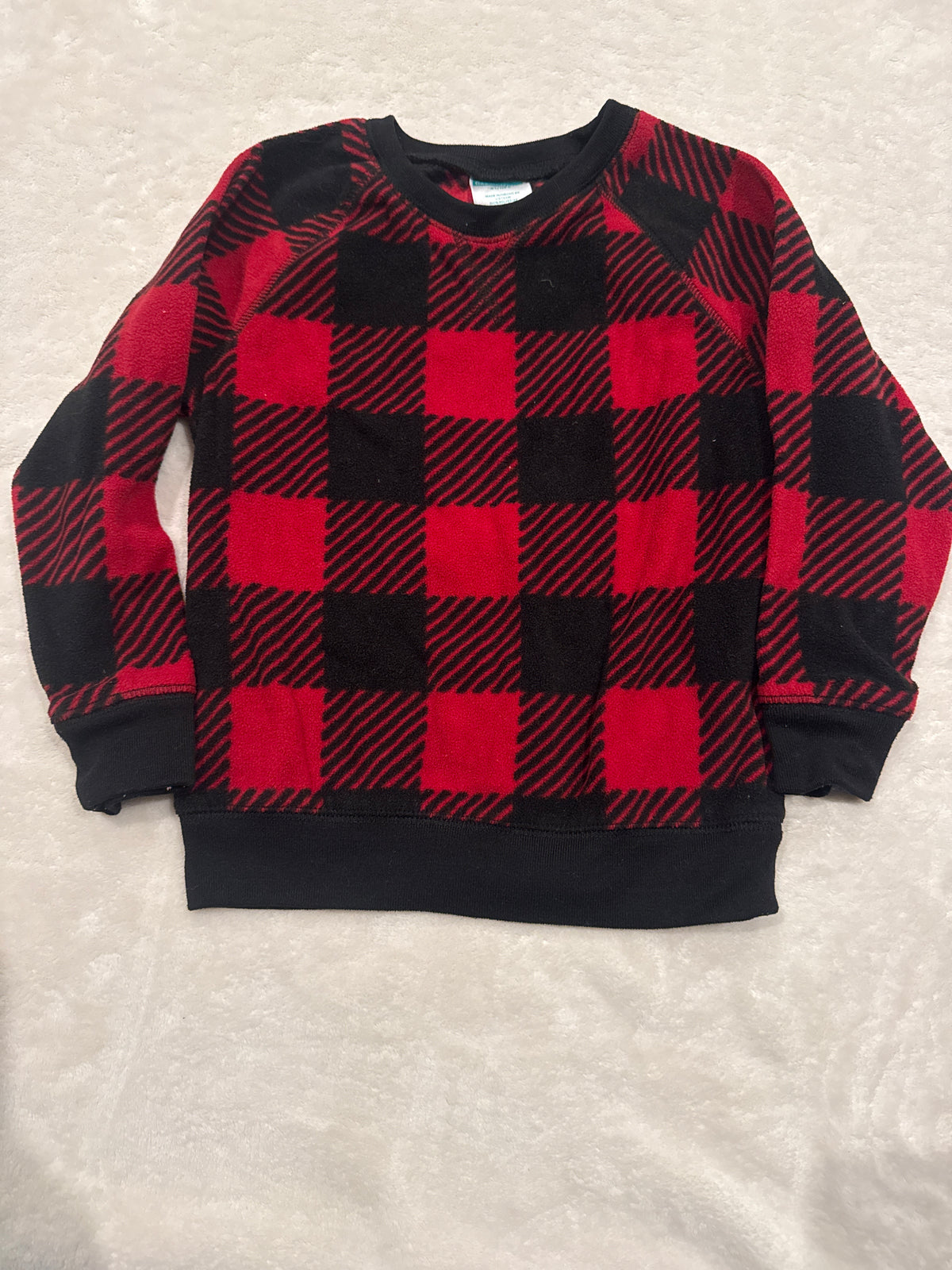 #81 Boys 4 Granimal fleece sweatshirt red/black plaid
