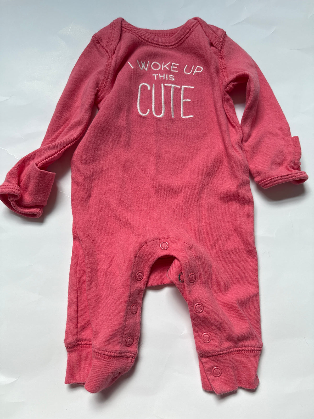 #170 Carters one piece outfit bundle (2) flowers and “I woke up this cute” girls newborn