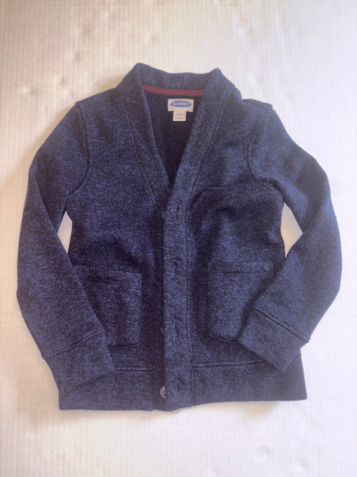 Seller 118 EUC Boys Old Navy Heather Blue/Black Button Cardigan Sweater Size 6/7