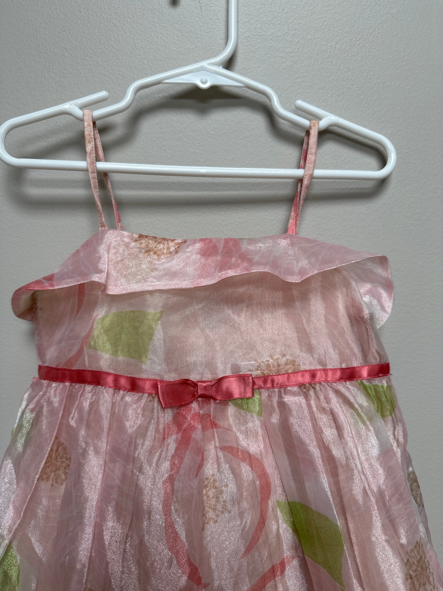 #130 Gap Girls Sz 4 Pink Floral Chiffon Dress Spring Easter Retailed for $98
