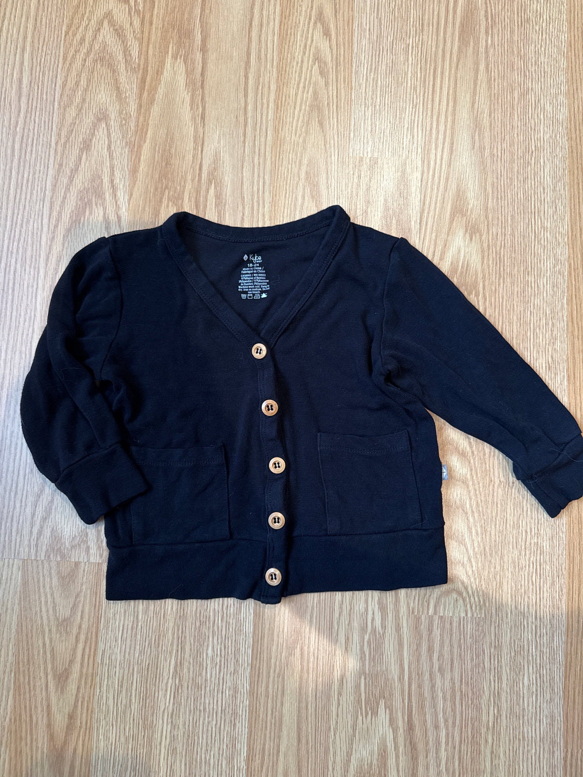 #87 KYTE baby size 18-24 month bamboo black button down cardigan EUC