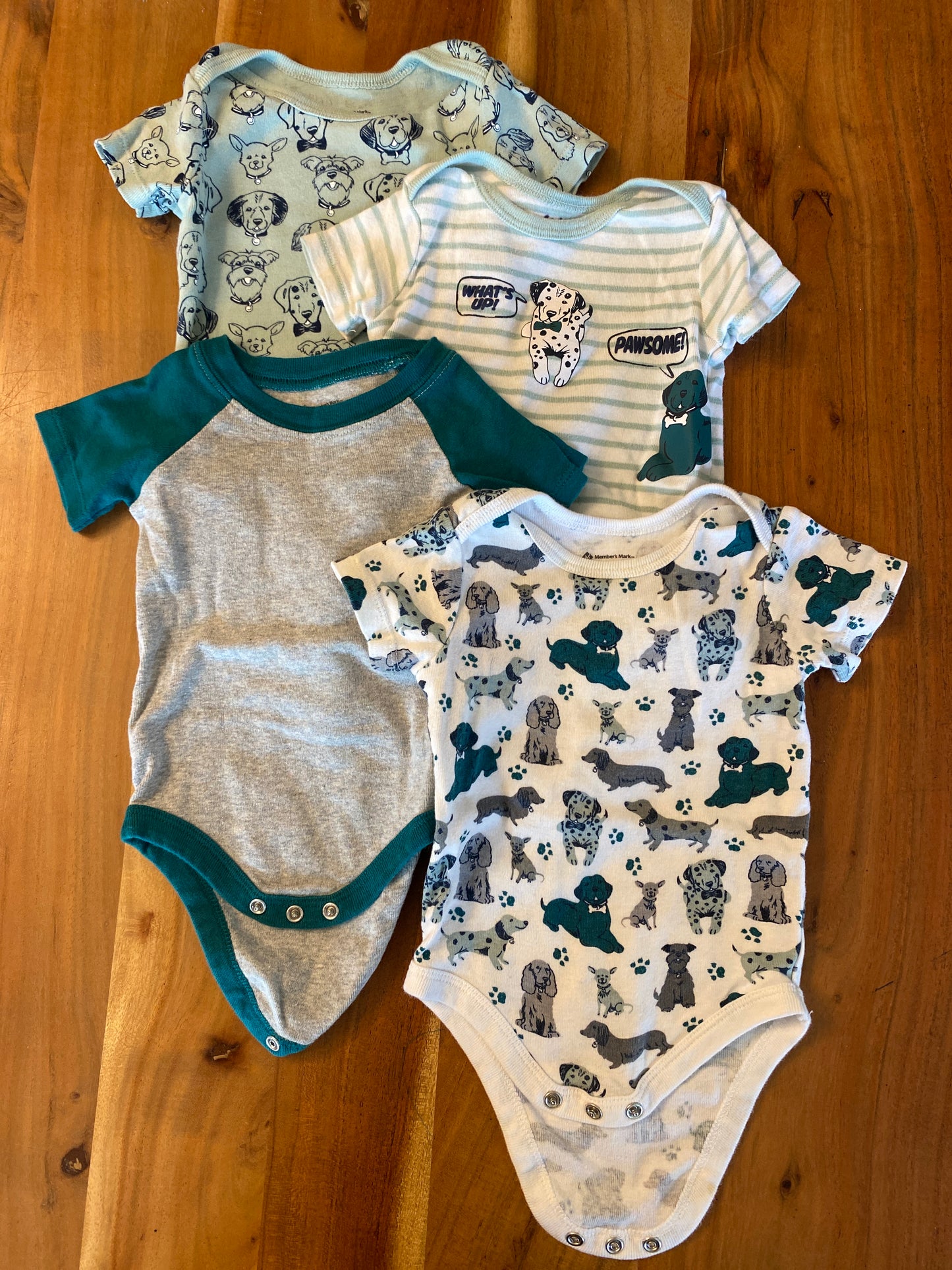 #14-boys dog onesies (0-3 months)